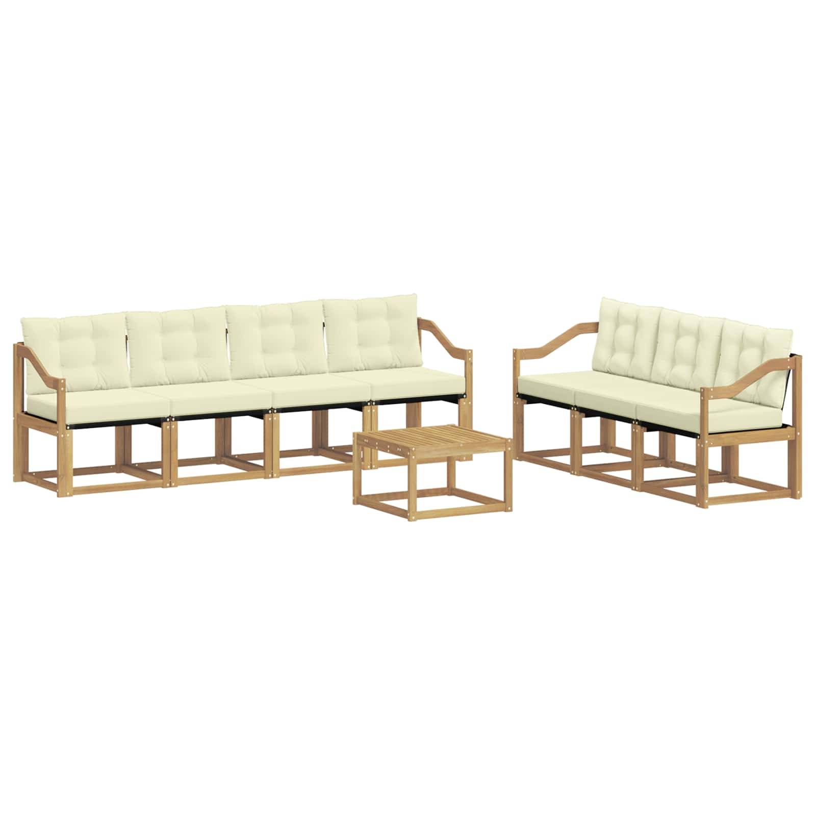 vidaXL Outdoor-Sofagarnitur mit Kissen 8 pcs Weiß und Creme