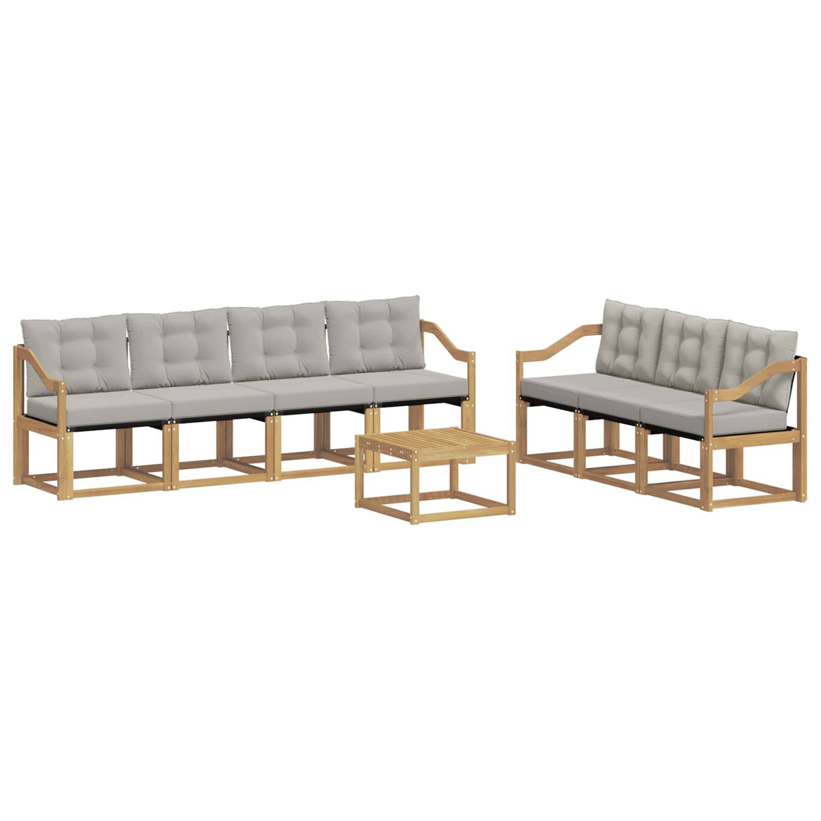 vidaXL Outdoor-Sofagarnitur mit Kissen 8 pcs Weiß und Hellgrau