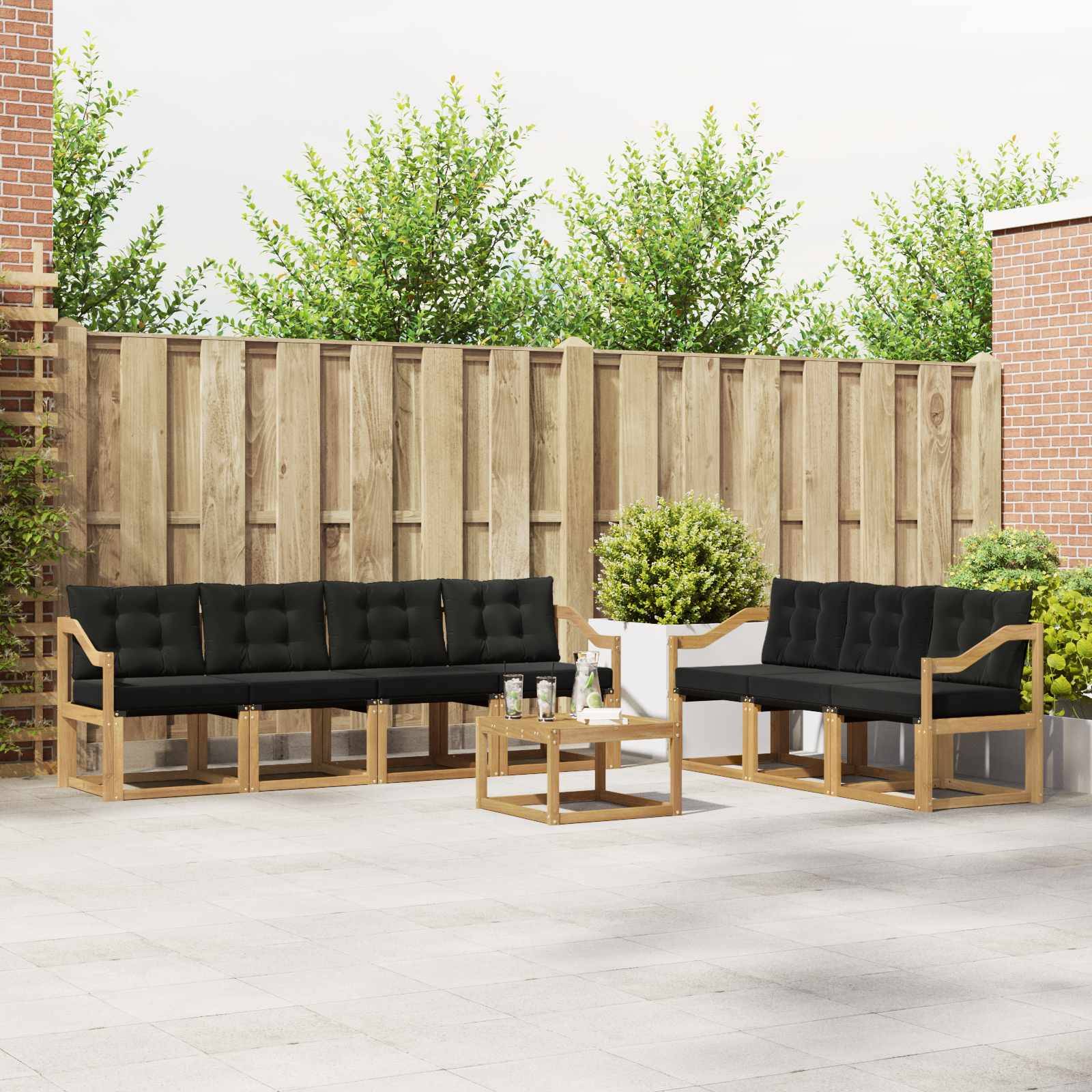 vidaXL Outdoor-Sofagarnitur mit Kissen 8 pcs Weiß und Schwarz