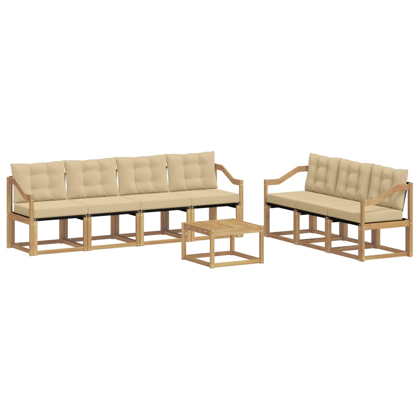 vidaXL Outdoor-Sofagarnitur mit Kissen 8 pcs Weiß und Beige