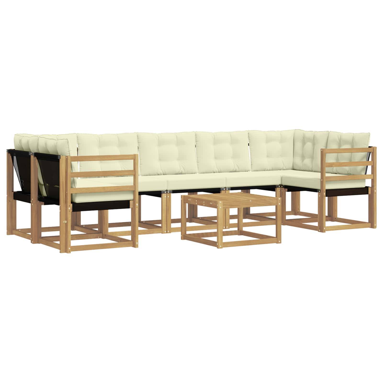 vidaXL Outdoor-Sofagarnitur mit Kissen 8 pcs Weiß und Creme