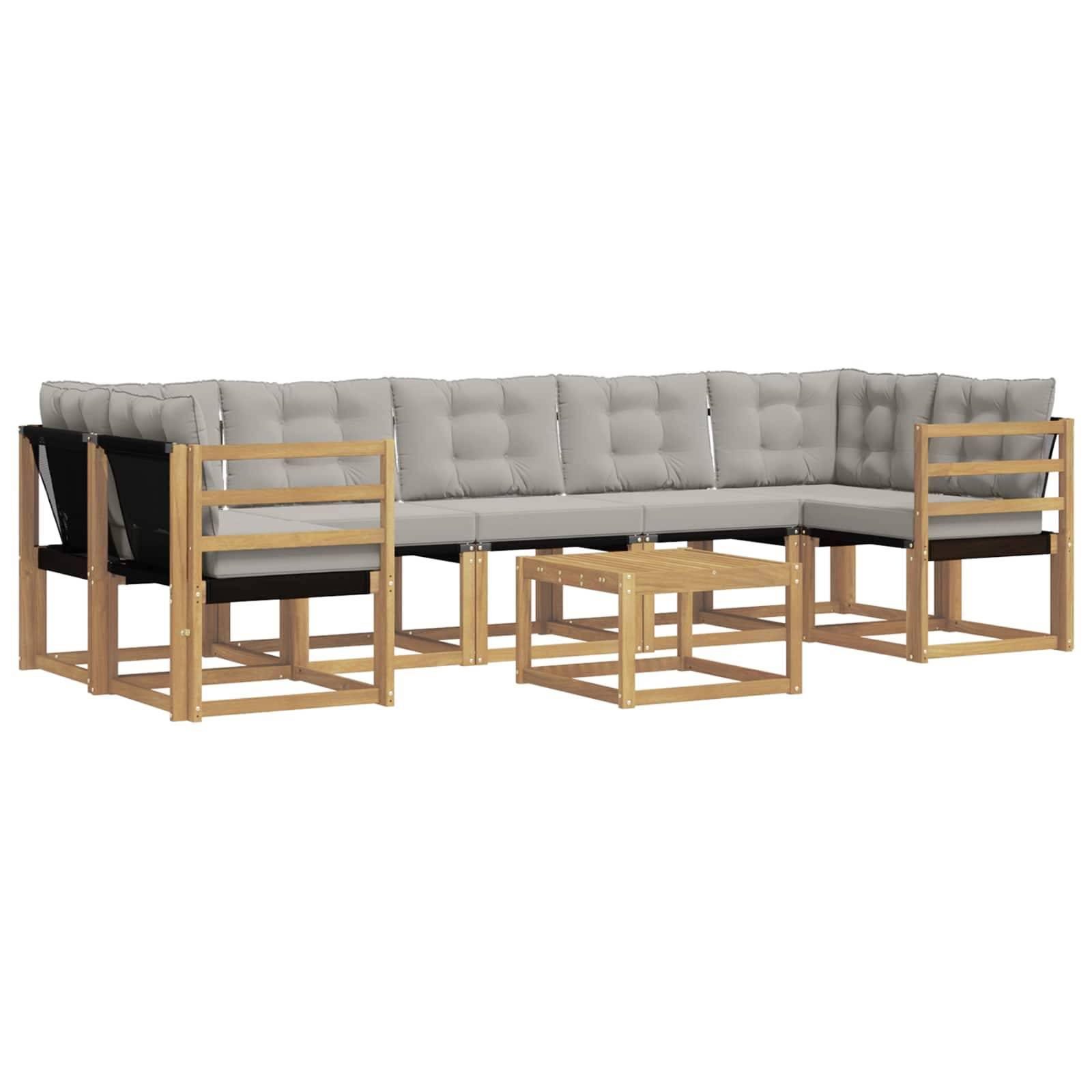 vidaXL Outdoor-Sofagarnitur mit Kissen 8 pcs Weiß und Hellgrau