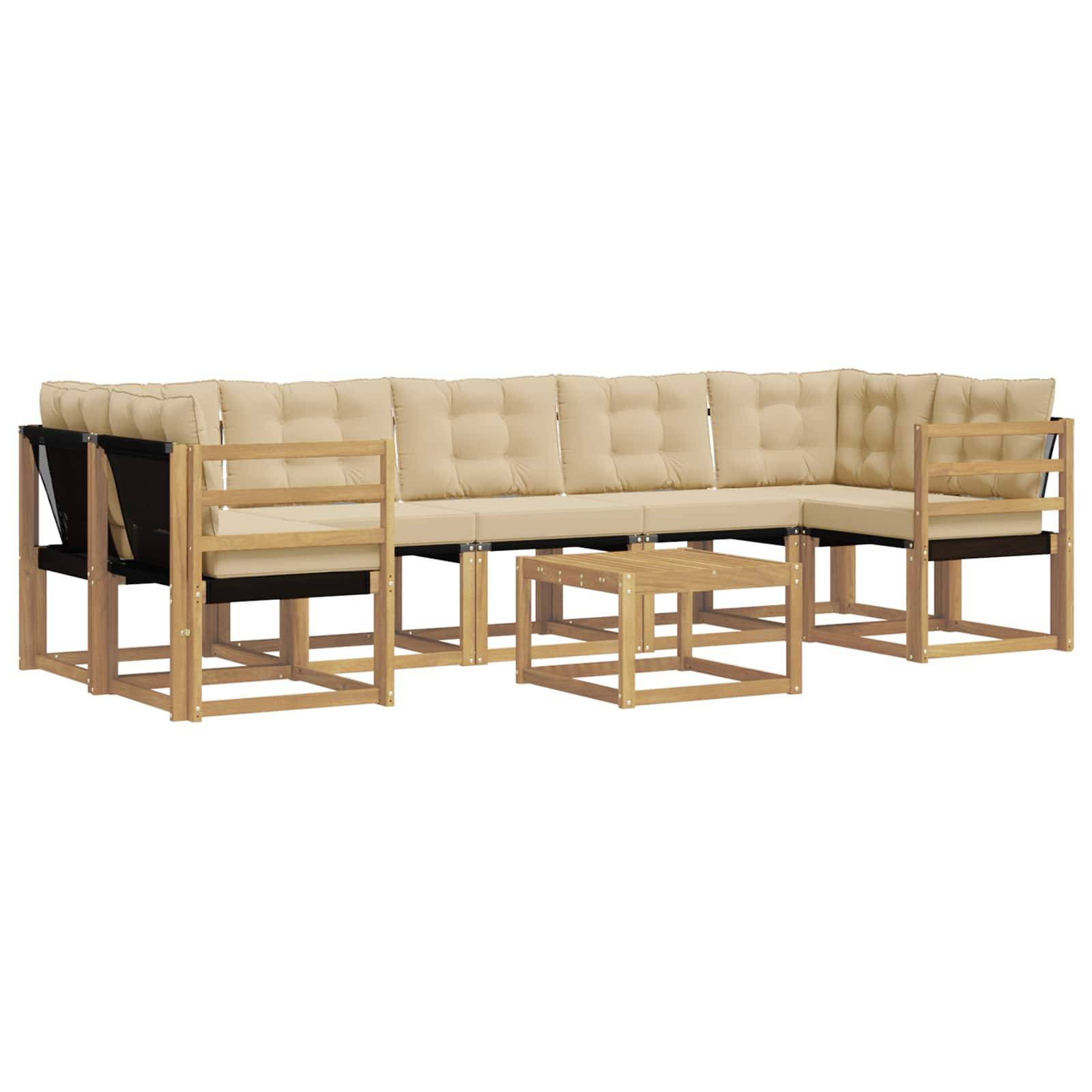 vidaXL Outdoor-Sofagarnitur mit Kissen 8 pcs Weiß und Beige