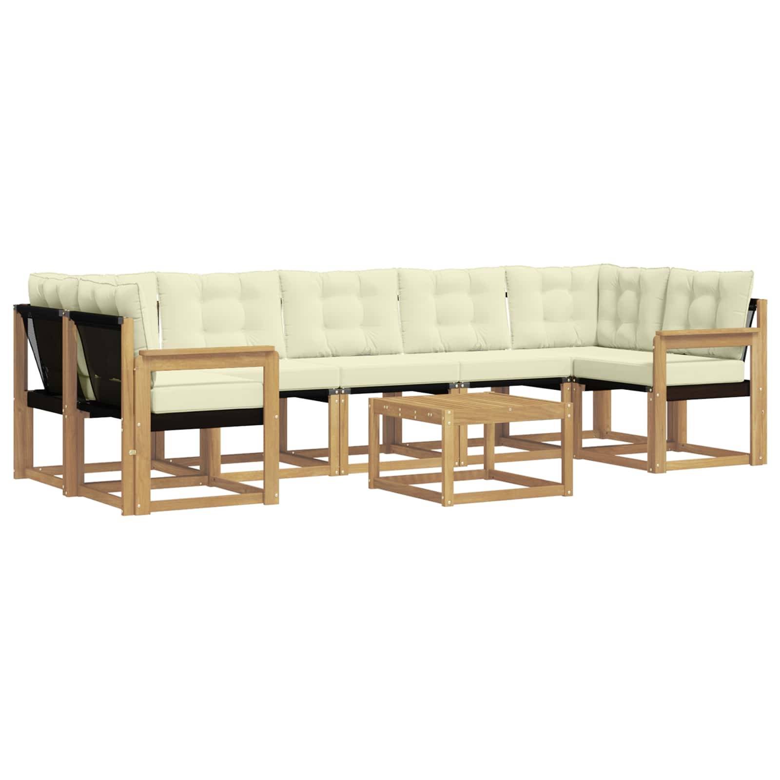 vidaXL Outdoor-Sofagarnitur mit Kissen 8 pcs Weiß und Creme