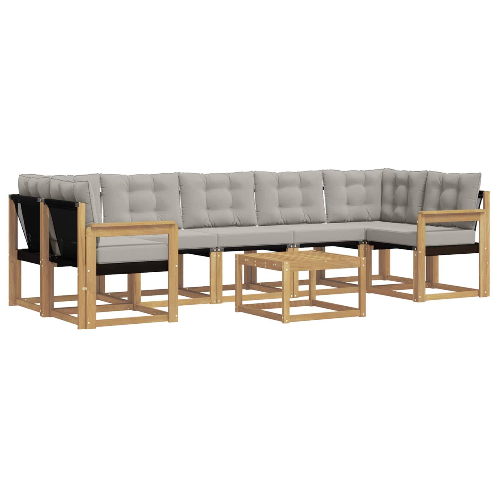 vidaXL Outdoor-Sofagarnitur mit Kissen 8 pcs Weiß und Hellgrau