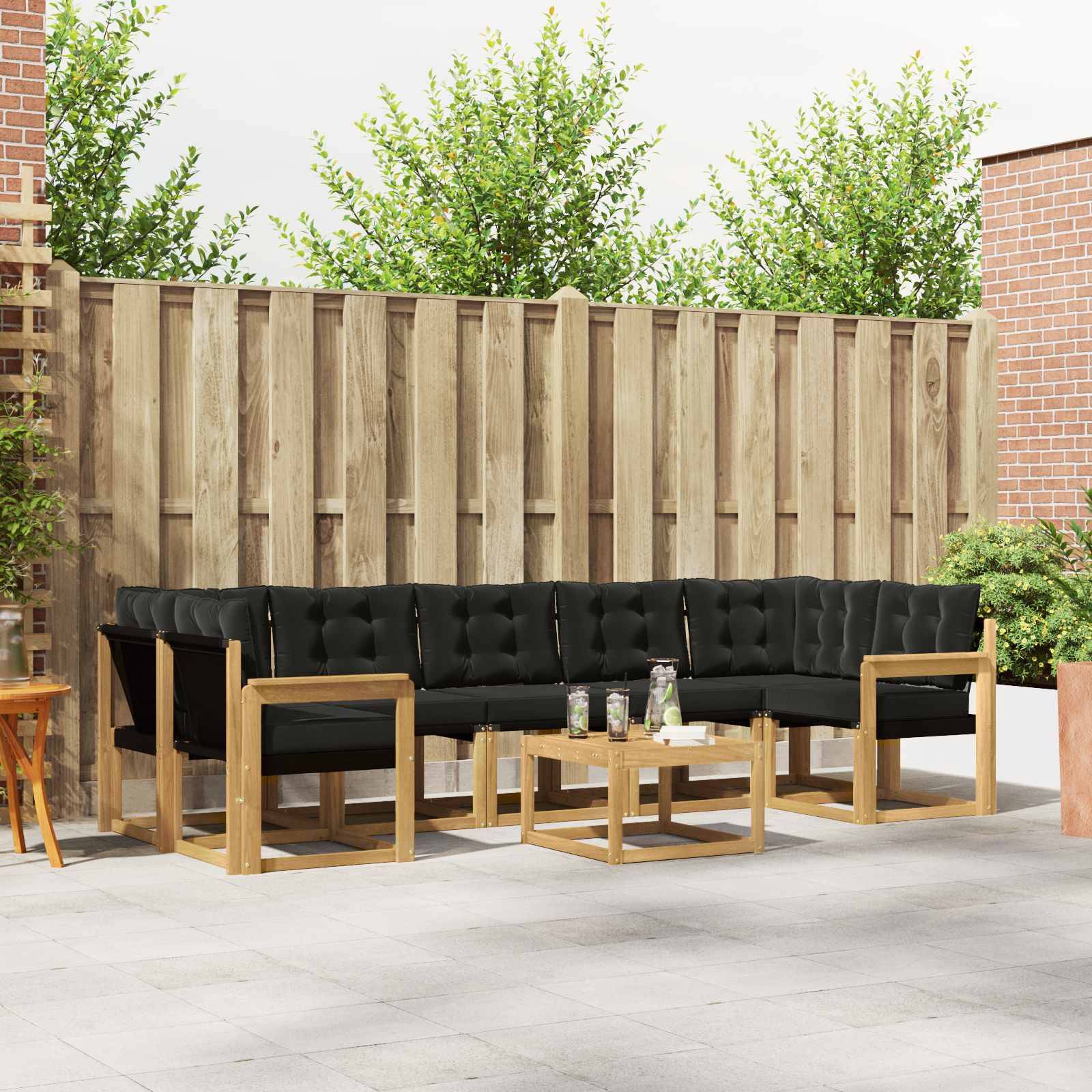 vidaXL Outdoor-Sofagarnitur mit Kissen 8 pcs Weiß und Schwarz
