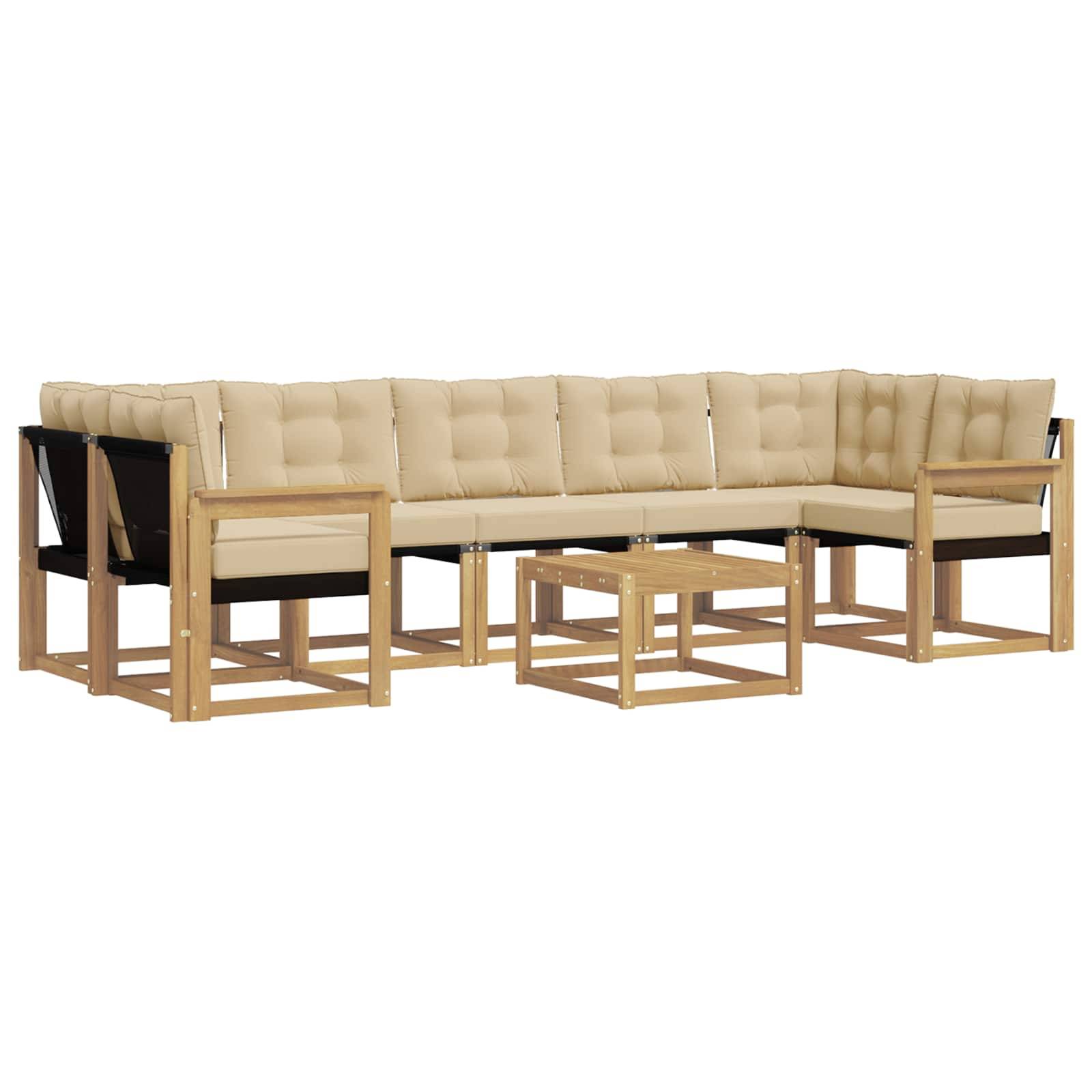 vidaXL Outdoor-Sofagarnitur mit Kissen 8 pcs Weiß und Beige
