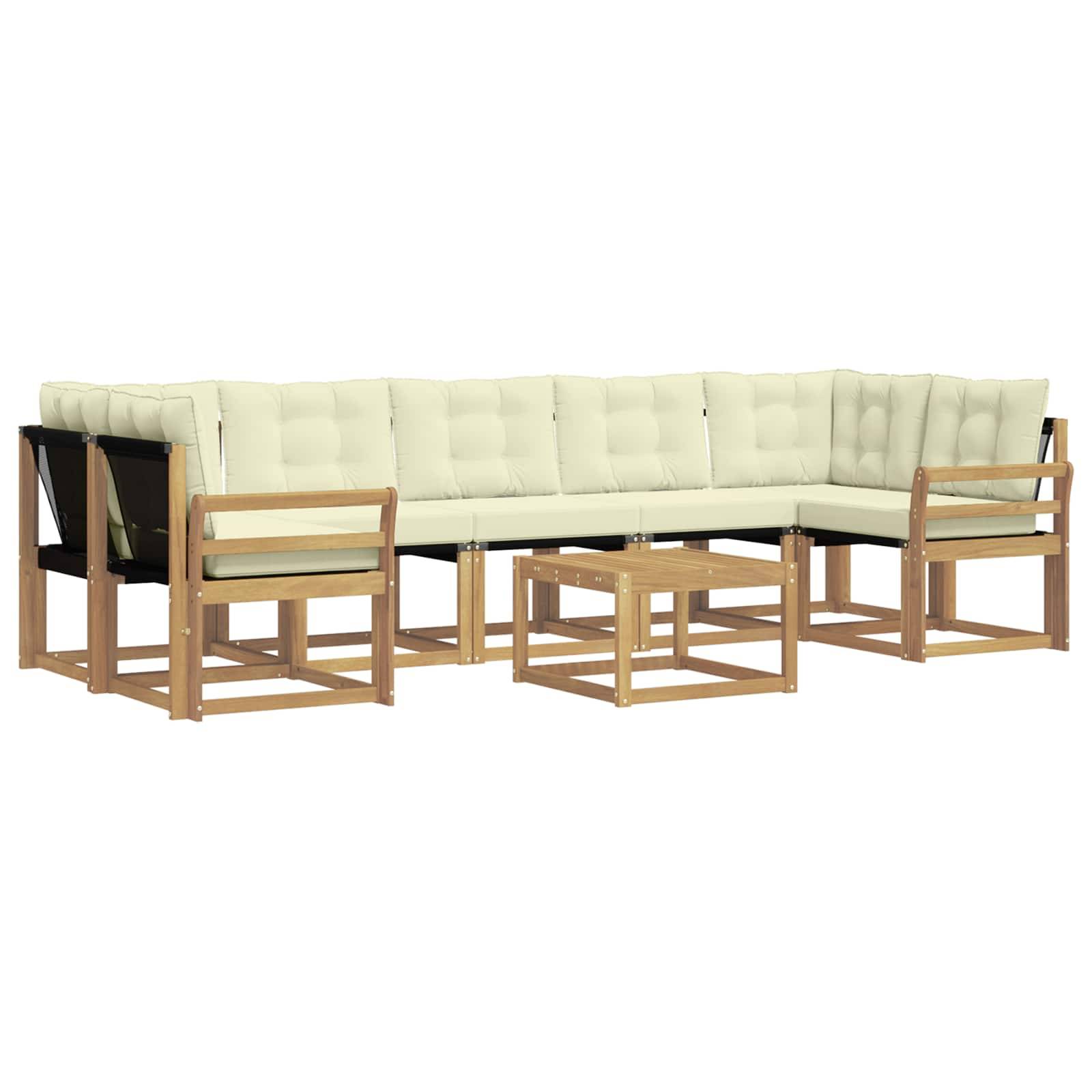 vidaXL Outdoor-Sofagarnitur mit Kissen 8 pcs Weiß und Creme