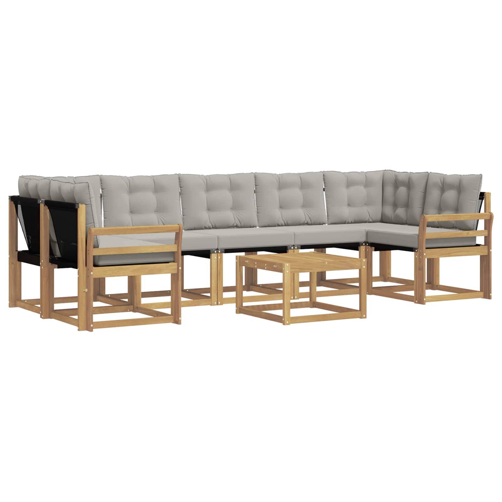 vidaXL Outdoor-Sofagarnitur mit Kissen 8 pcs Weiß und Hellgrau