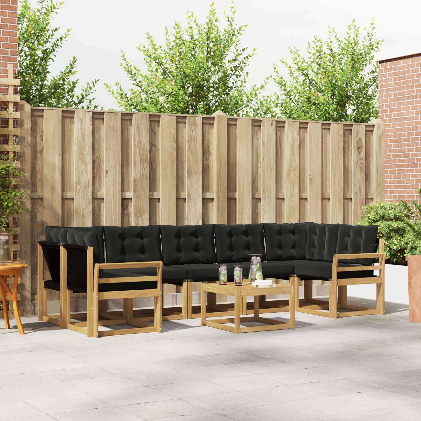 vidaXL Outdoor-Sofagarnitur mit Kissen 8 pcs Weiß und Schwarz