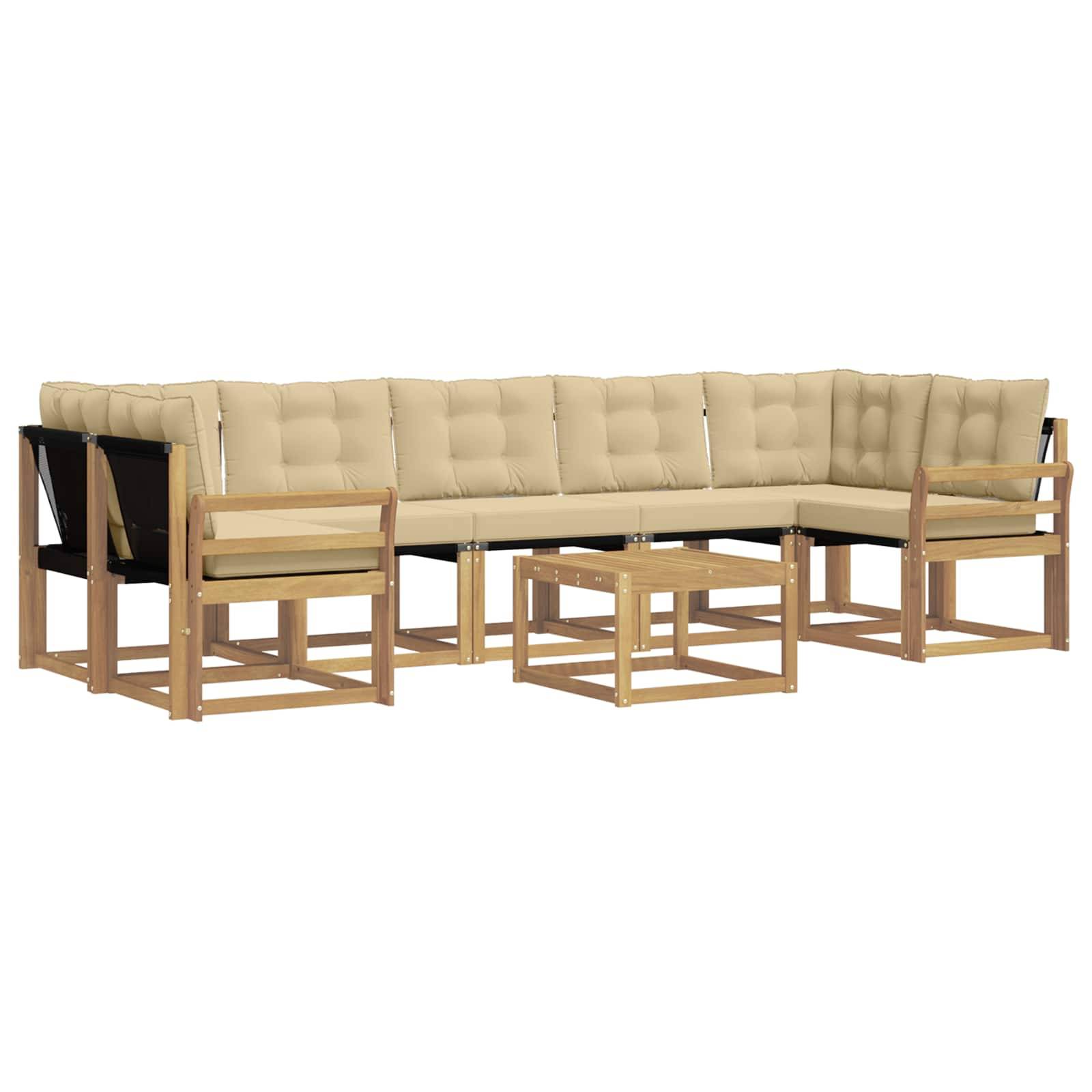 vidaXL Outdoor-Sofagarnitur mit Kissen 8 pcs Weiß und Beige