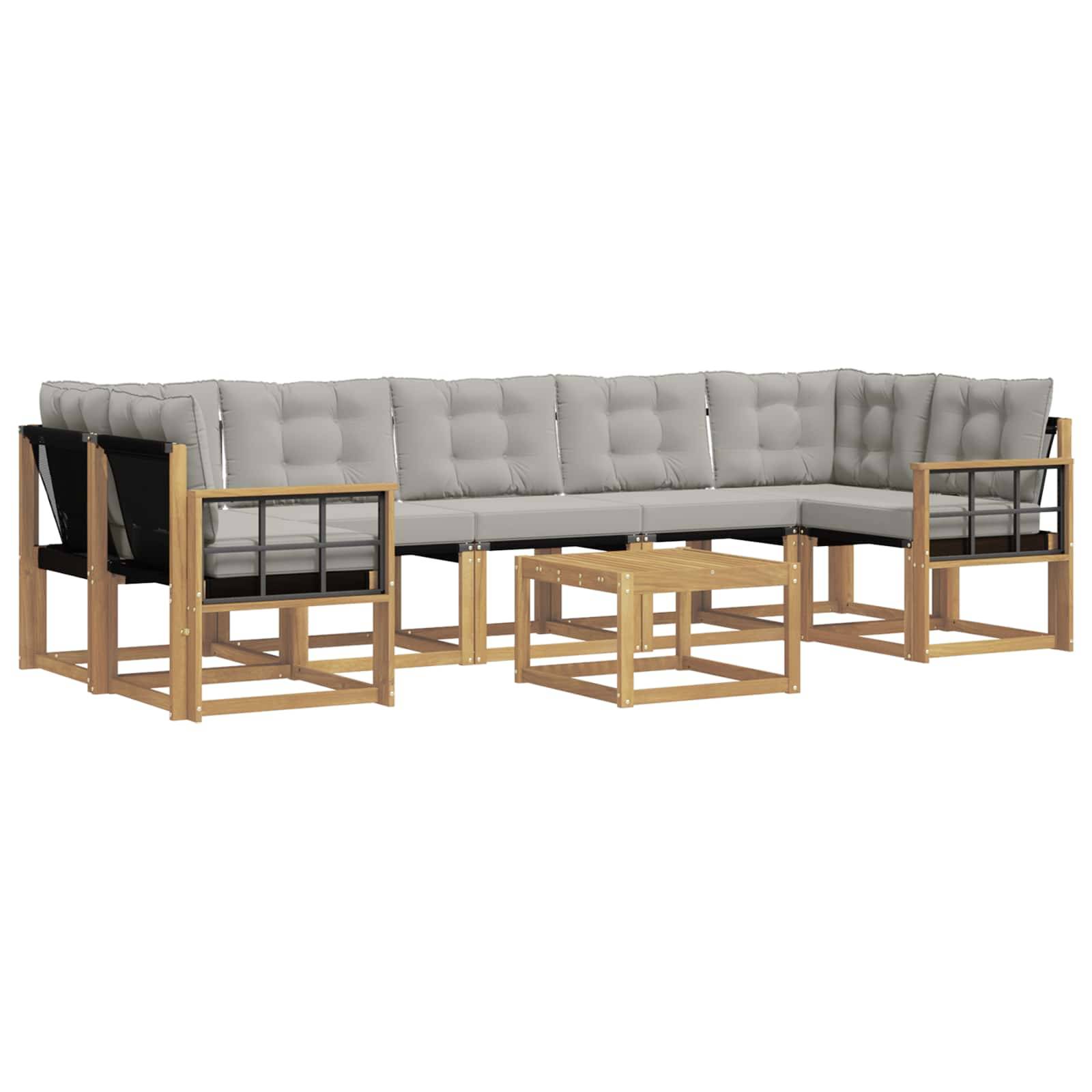 vidaXL Outdoor-Sofagarnitur mit Kissen 8 pcs Weiß und Hellgrau