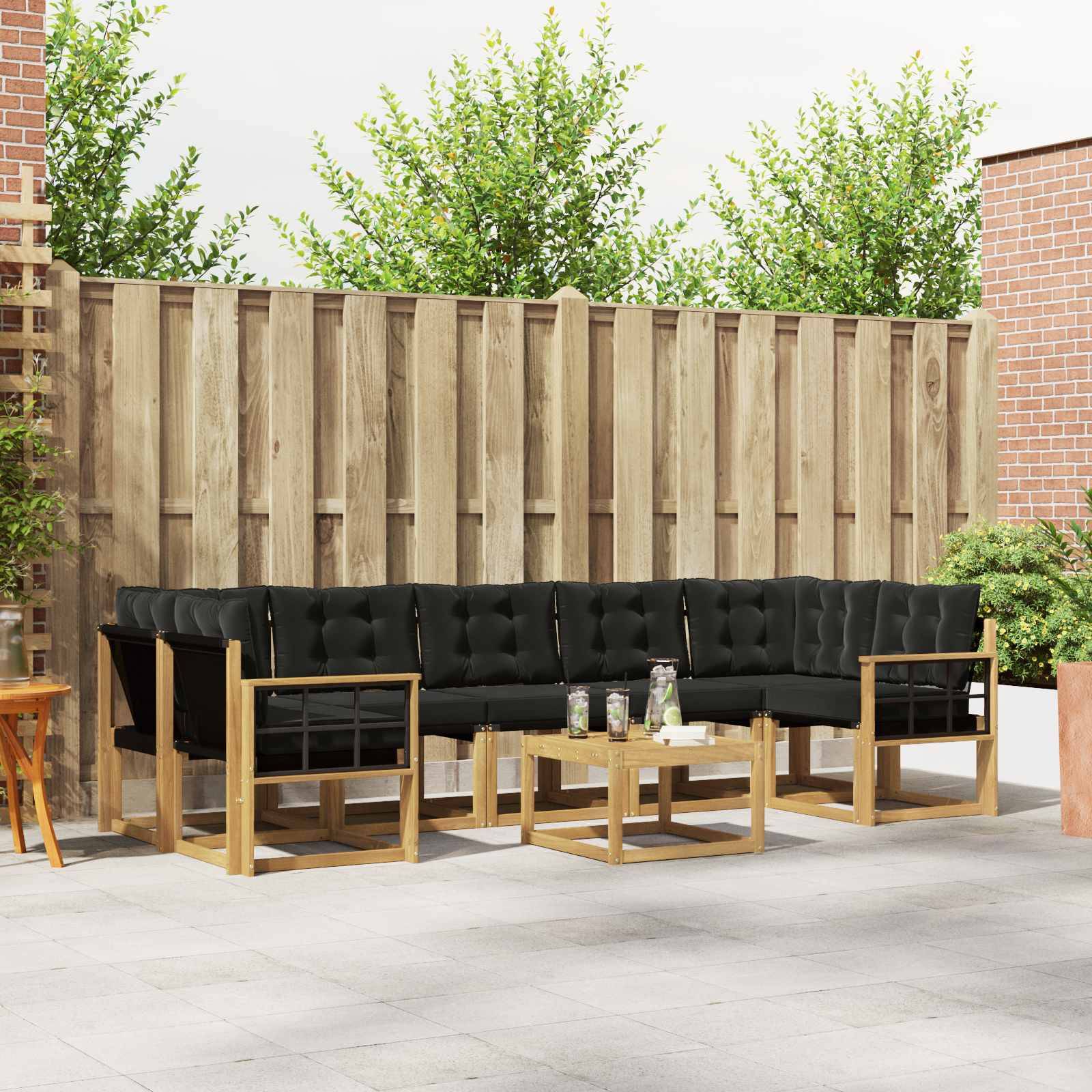 vidaXL Outdoor-Sofagarnitur mit Kissen 8 pcs Weiß und Schwarz