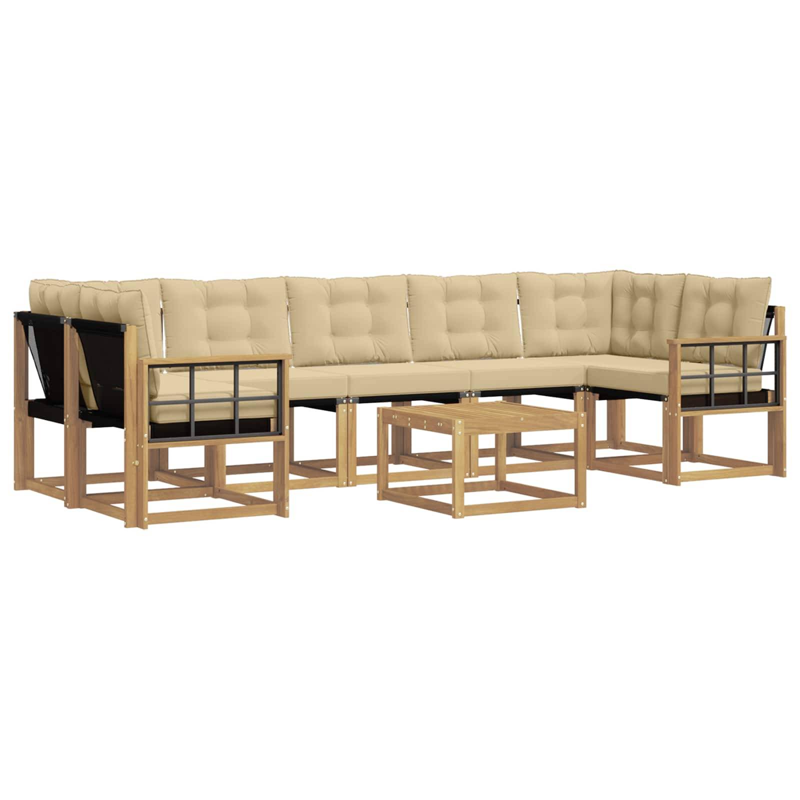 vidaXL Outdoor-Sofagarnitur mit Kissen 8 pcs Weiß und Beige