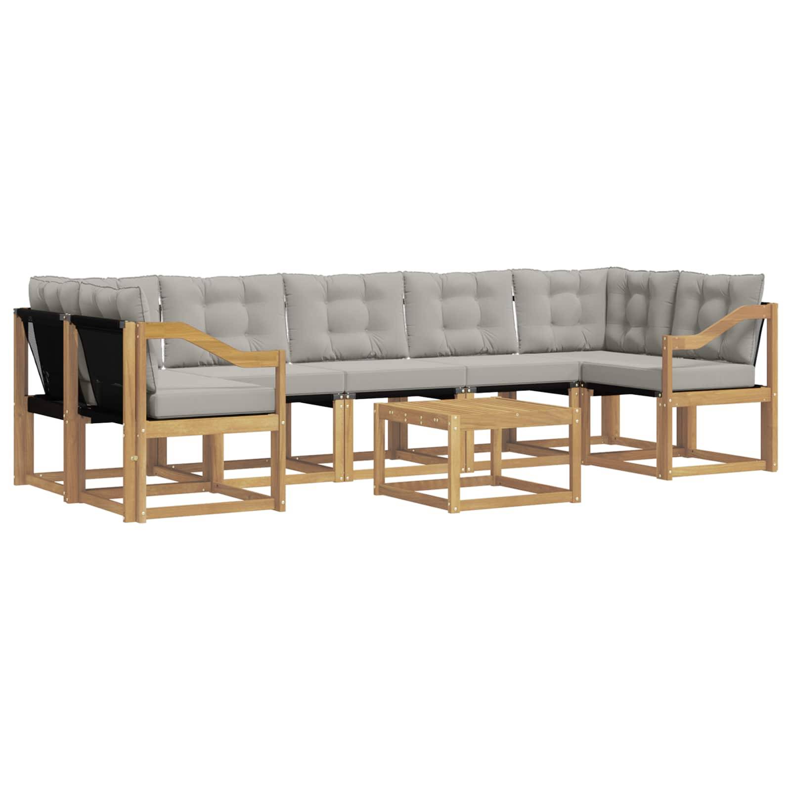 vidaXL Outdoor-Sofagarnitur mit Kissen 8 pcs Weiß und Hellgrau