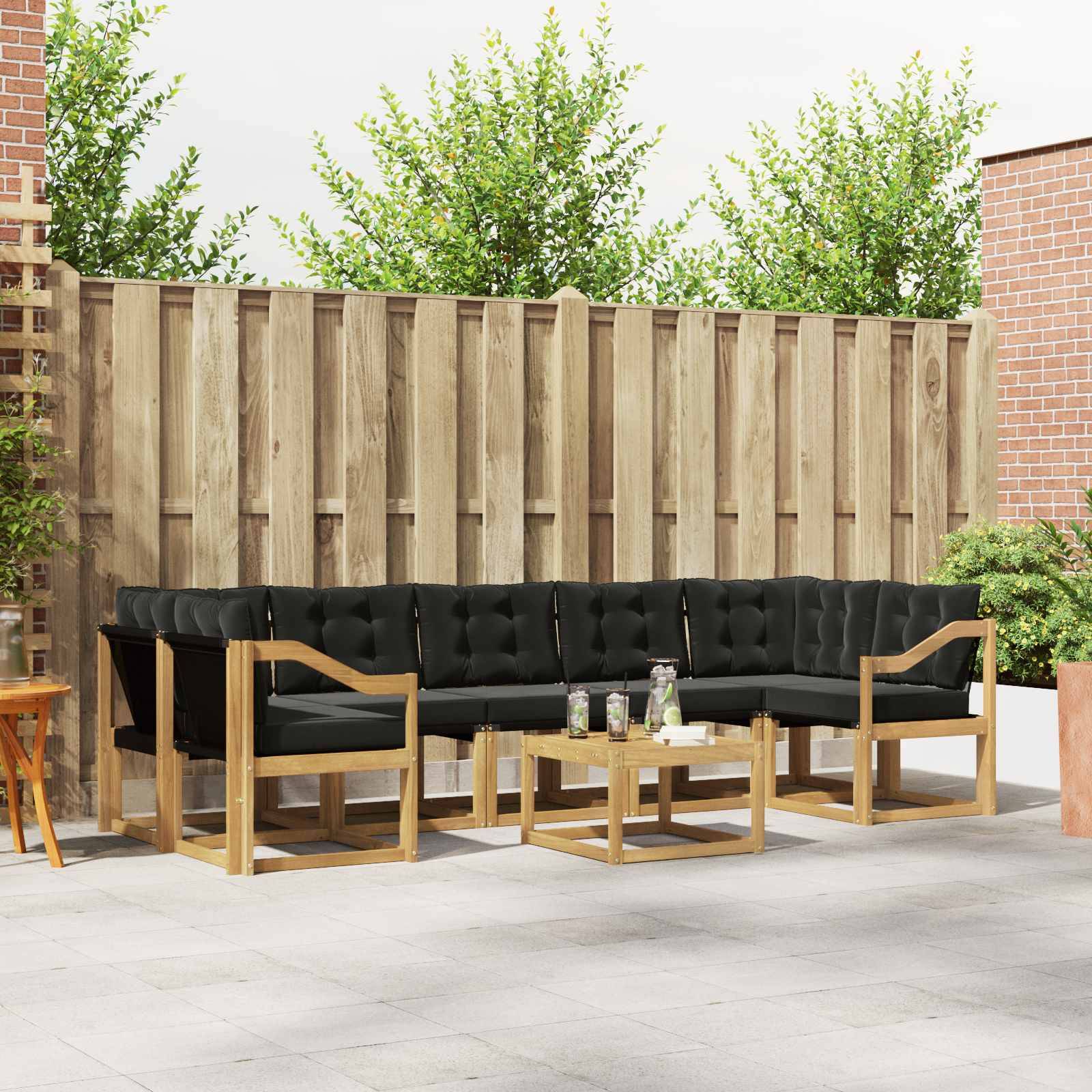 vidaXL Outdoor-Sofagarnitur mit Kissen 8 pcs Weiß und Schwarz