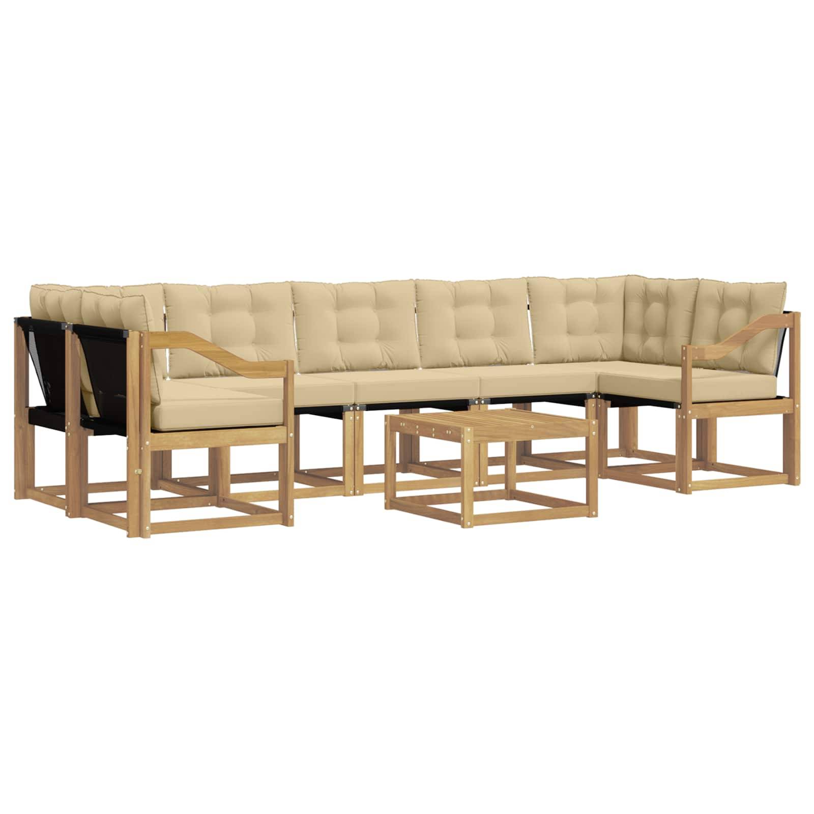 vidaXL Outdoor-Sofagarnitur mit Kissen 8 pcs Weiß und Beige
