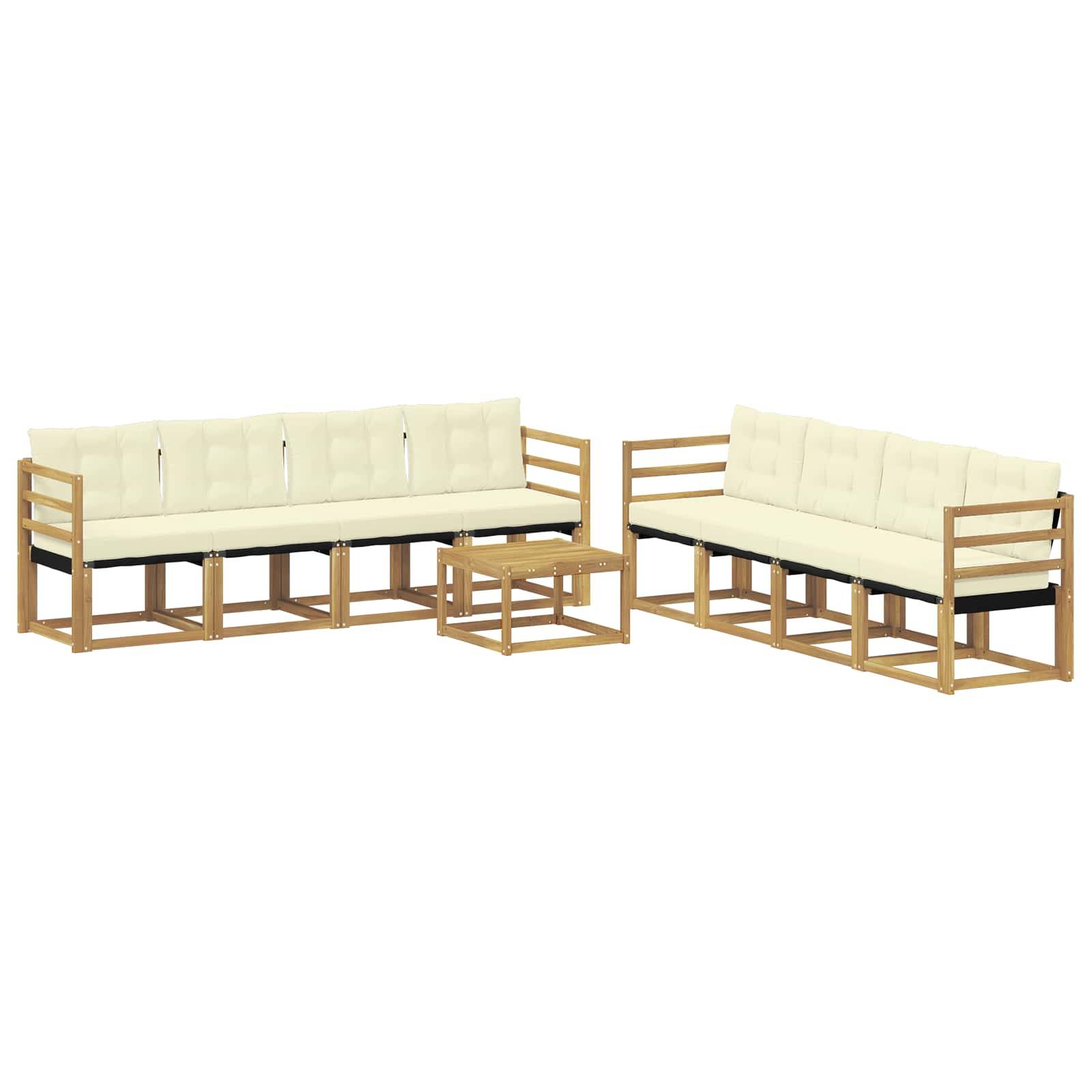 vidaXL Outdoor-Sofagarnitur mit Kissen 9 pcs Weiß und Creme
