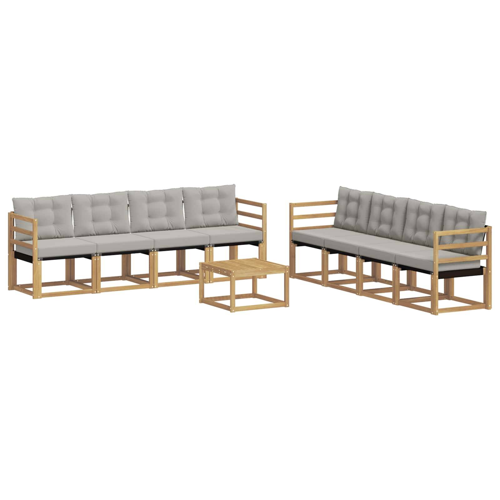 vidaXL Outdoor-Sofagarnitur mit Kissen 9 pcs Weiß und Hellgrau