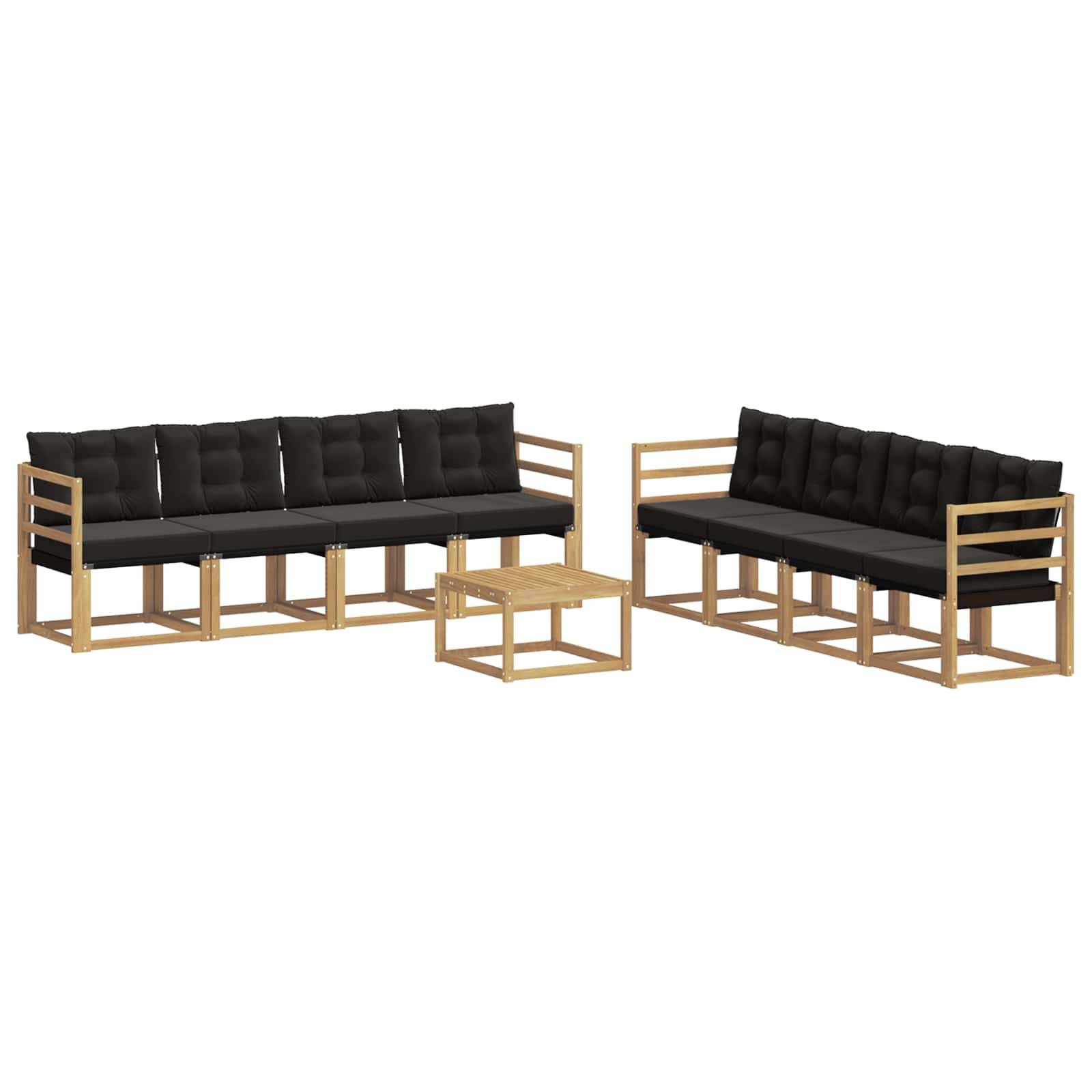 vidaXL Outdoor-Sofagarnitur mit Kissen 9 pcs Weiß und Schwarz