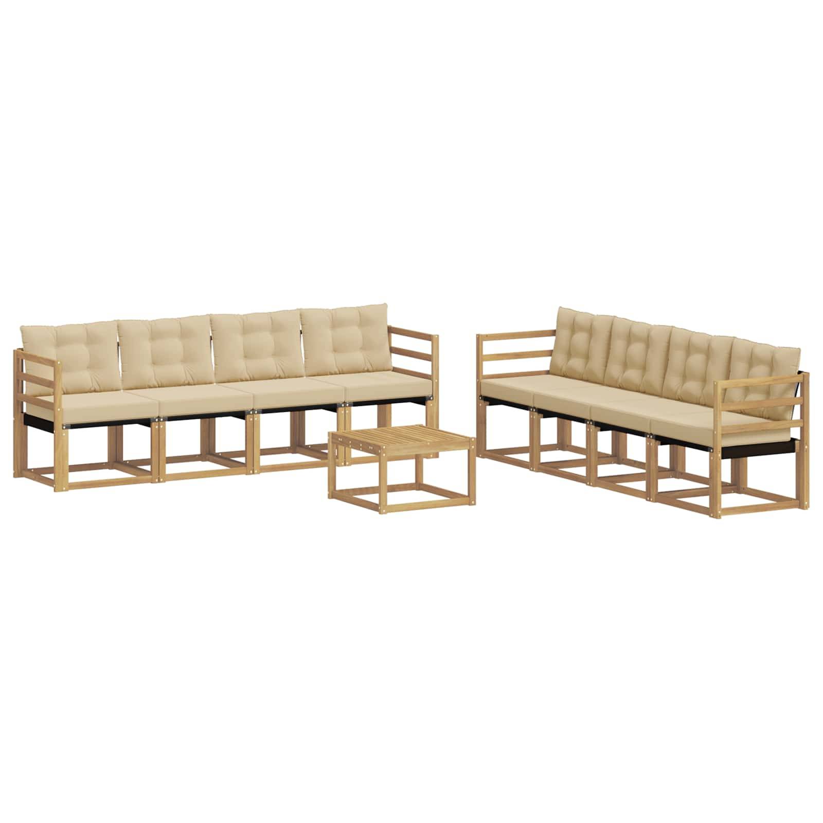 vidaXL Outdoor-Sofagarnitur mit Kissen 9 pcs Weiß und Beige