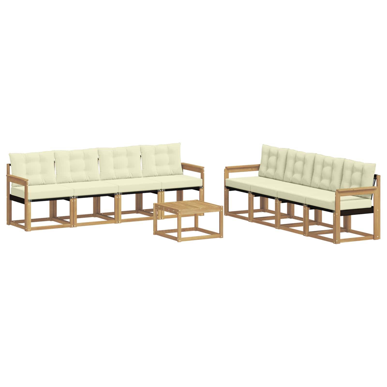 vidaXL Outdoor-Sofagarnitur mit Kissen 9 pcs Weiß und Creme