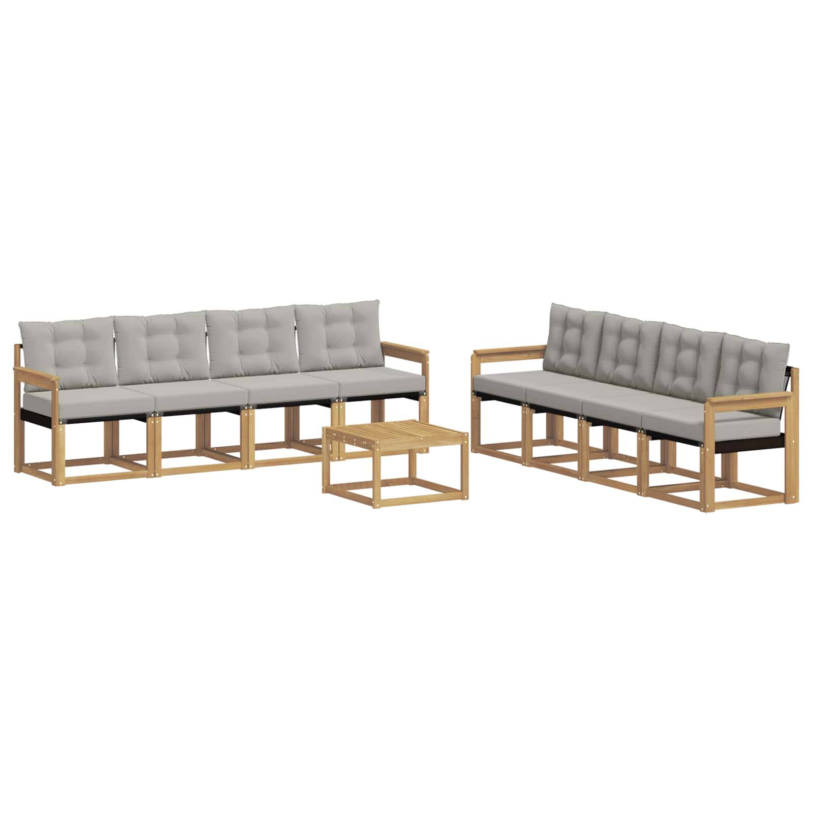 vidaXL Outdoor-Sofagarnitur mit Kissen 9 pcs Weiß und Hellgrau