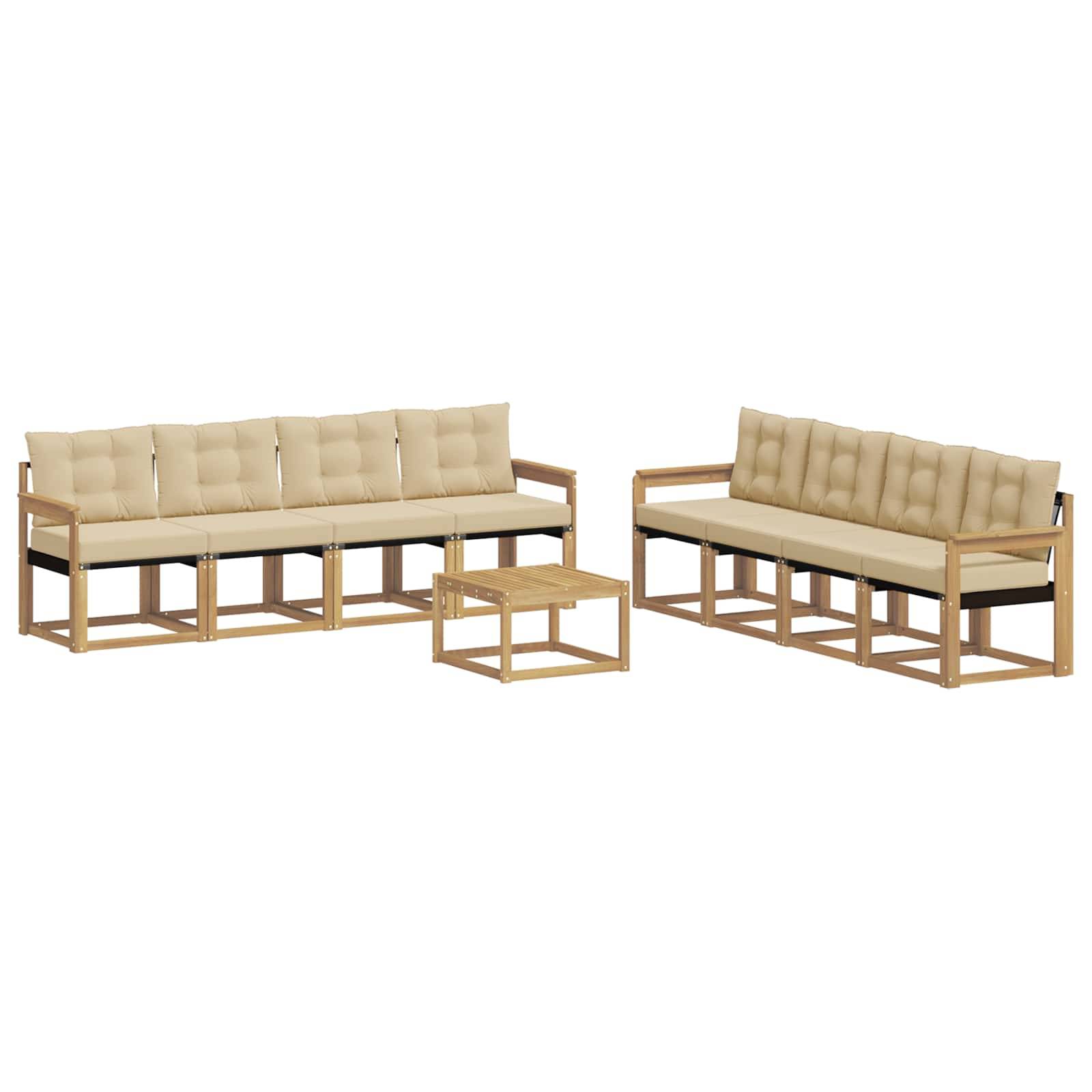 vidaXL Outdoor-Sofagarnitur mit Kissen 9 pcs Weiß und Beige