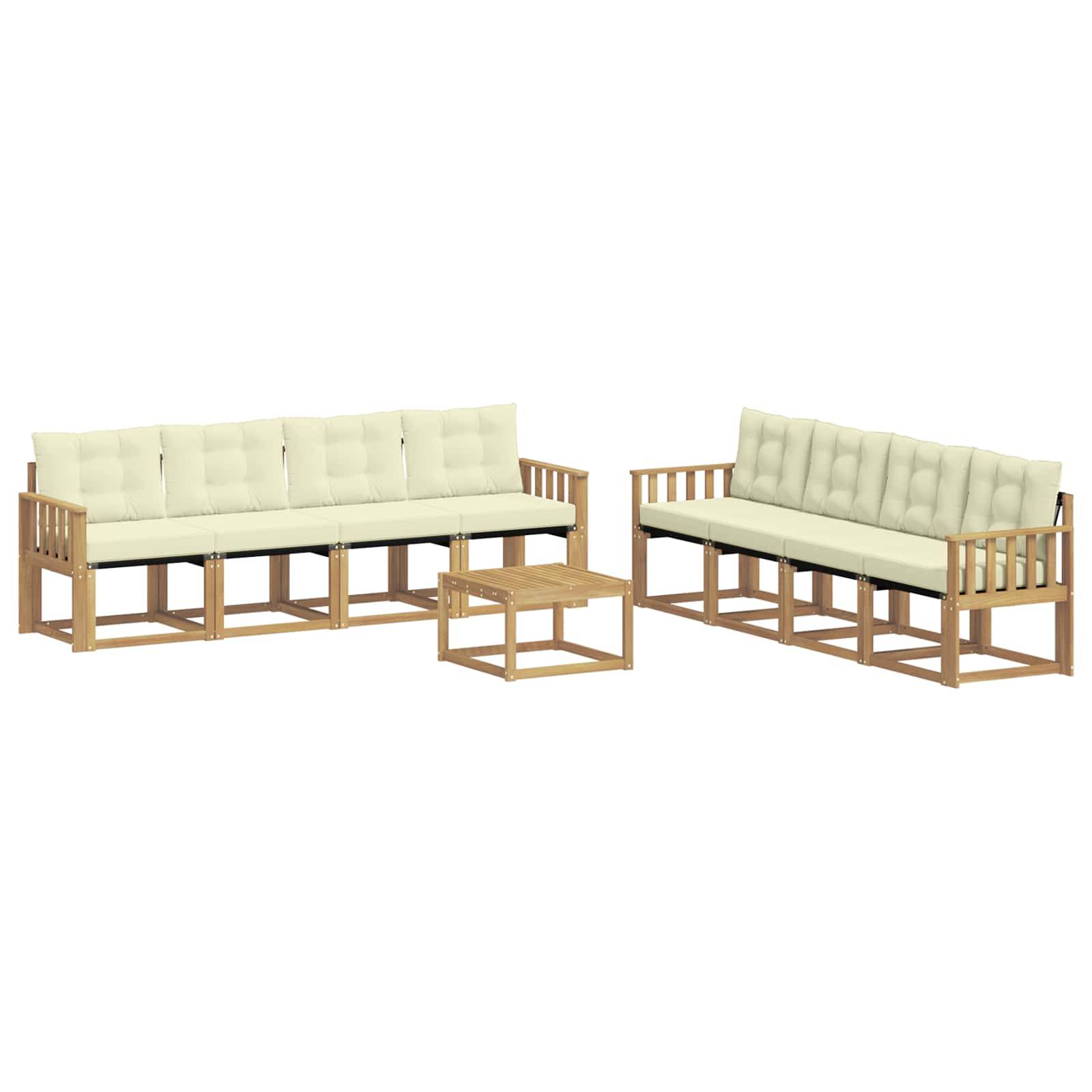vidaXL Outdoor-Sofagarnitur mit Kissen 9 pcs Weiß und Creme