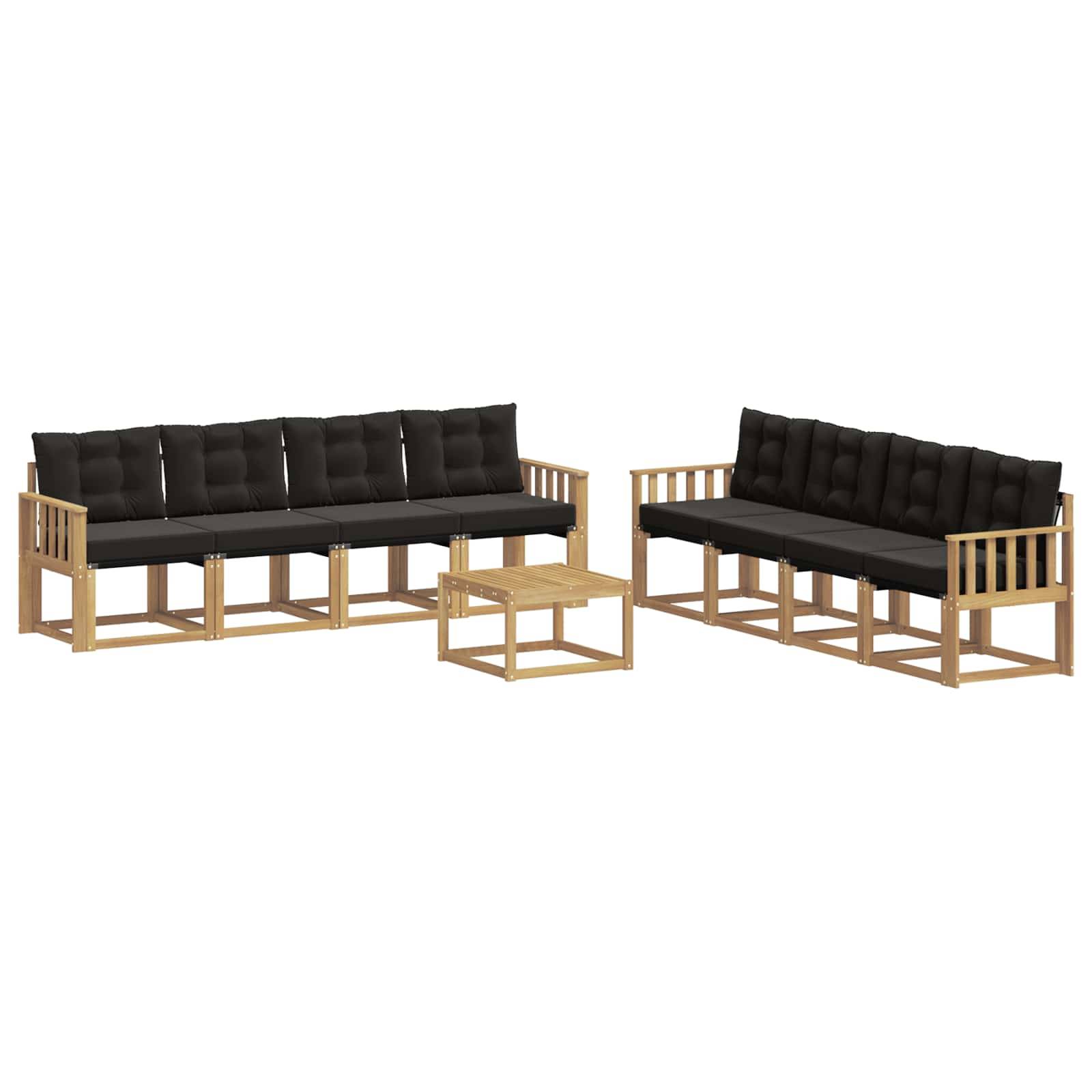 vidaXL Outdoor-Sofagarnitur mit Kissen 9 pcs Weiß und Schwarz