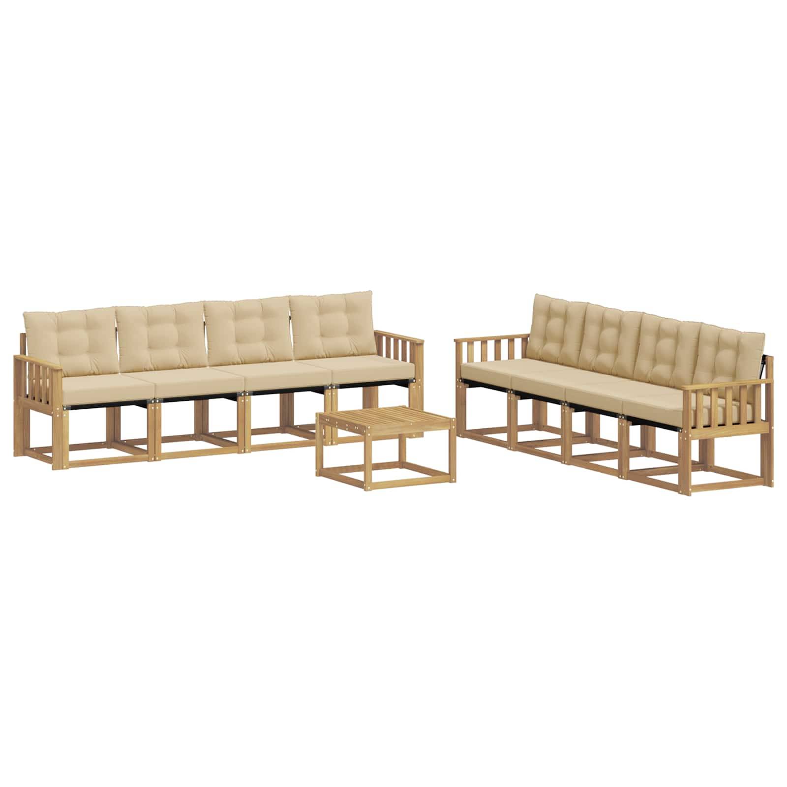 vidaXL Outdoor-Sofagarnitur mit Kissen 9 pcs Weiß und Beige