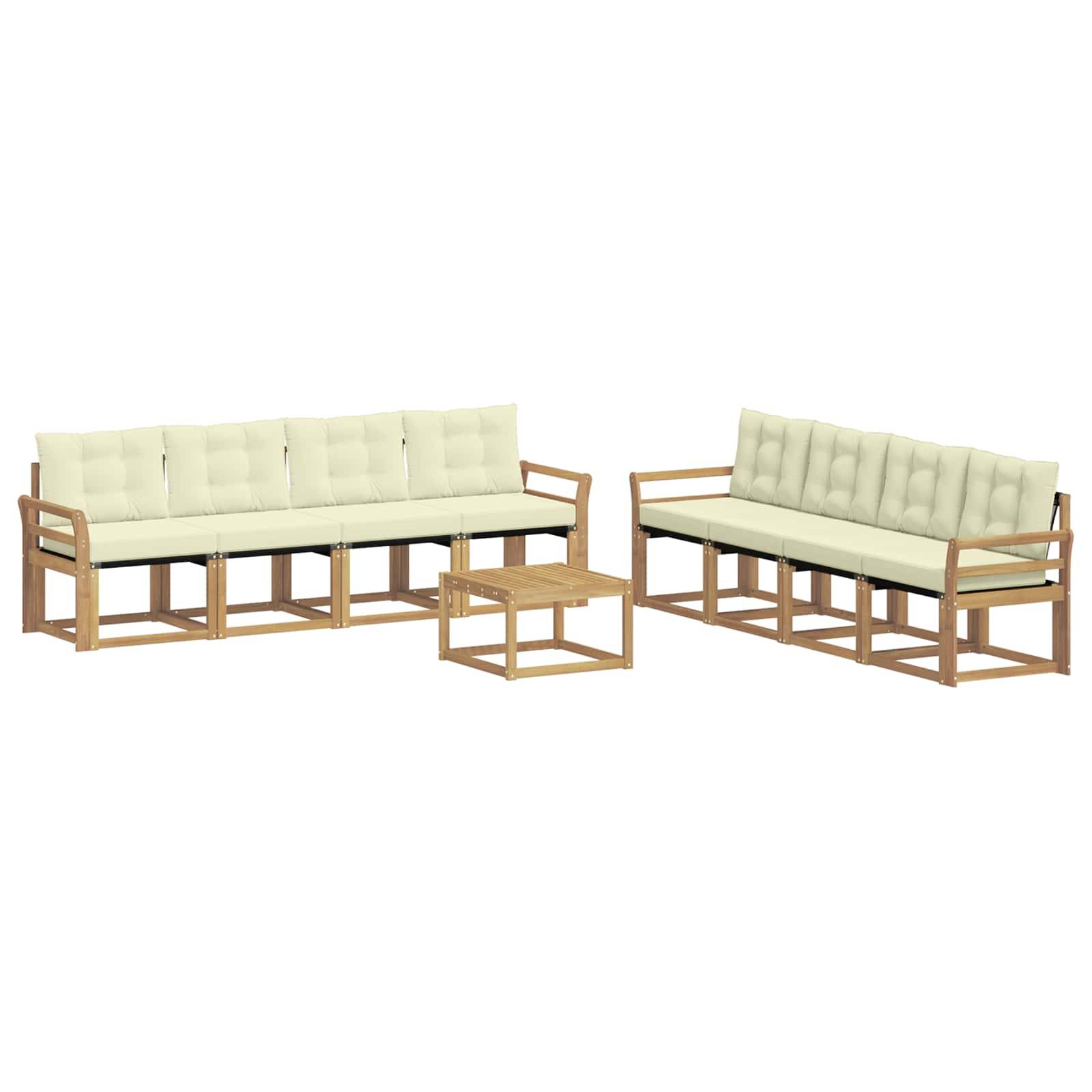 vidaXL Outdoor-Sofagarnitur mit Kissen 9 pcs Weiß und Creme
