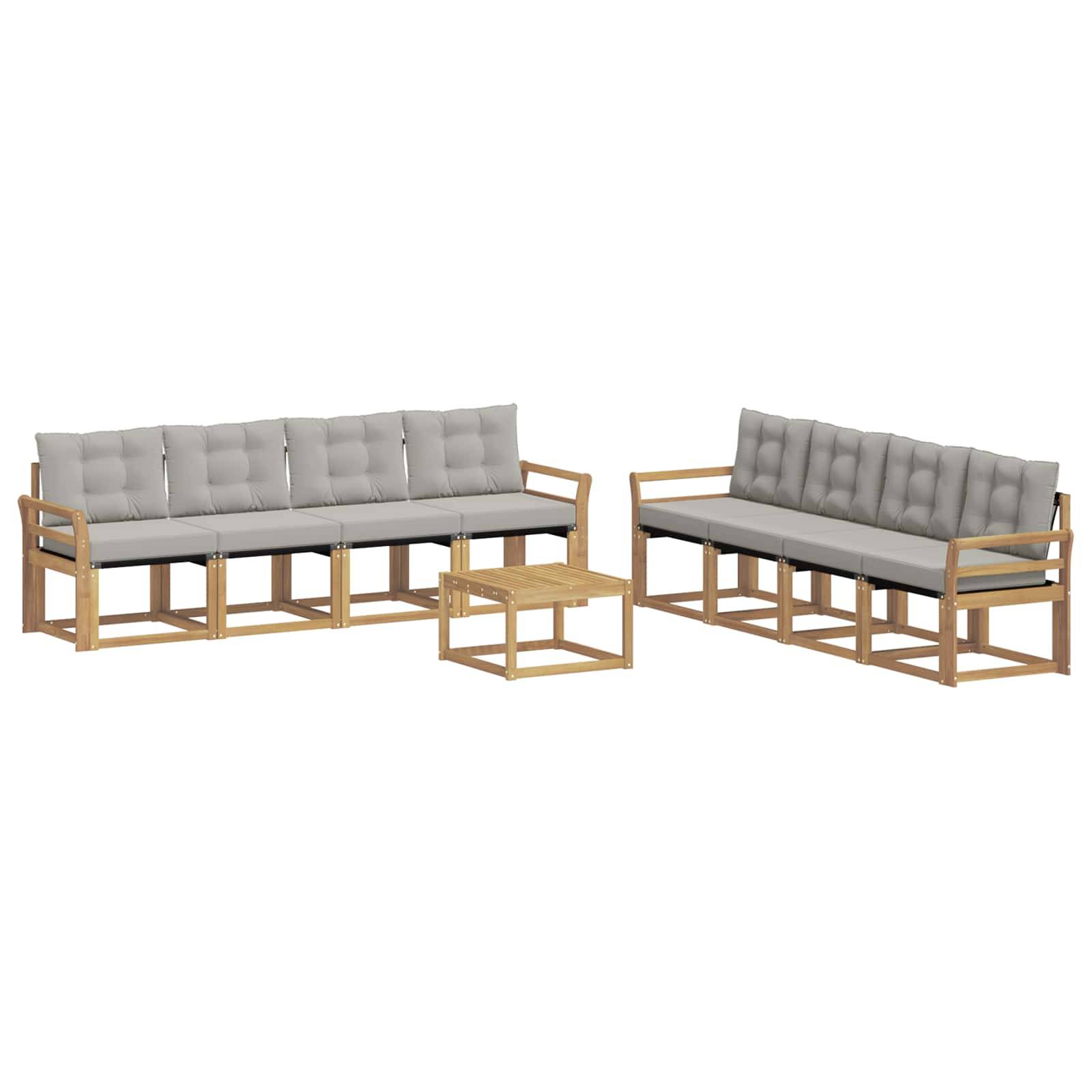 vidaXL Outdoor-Sofagarnitur mit Kissen 9 pcs Weiß und Hellgrau