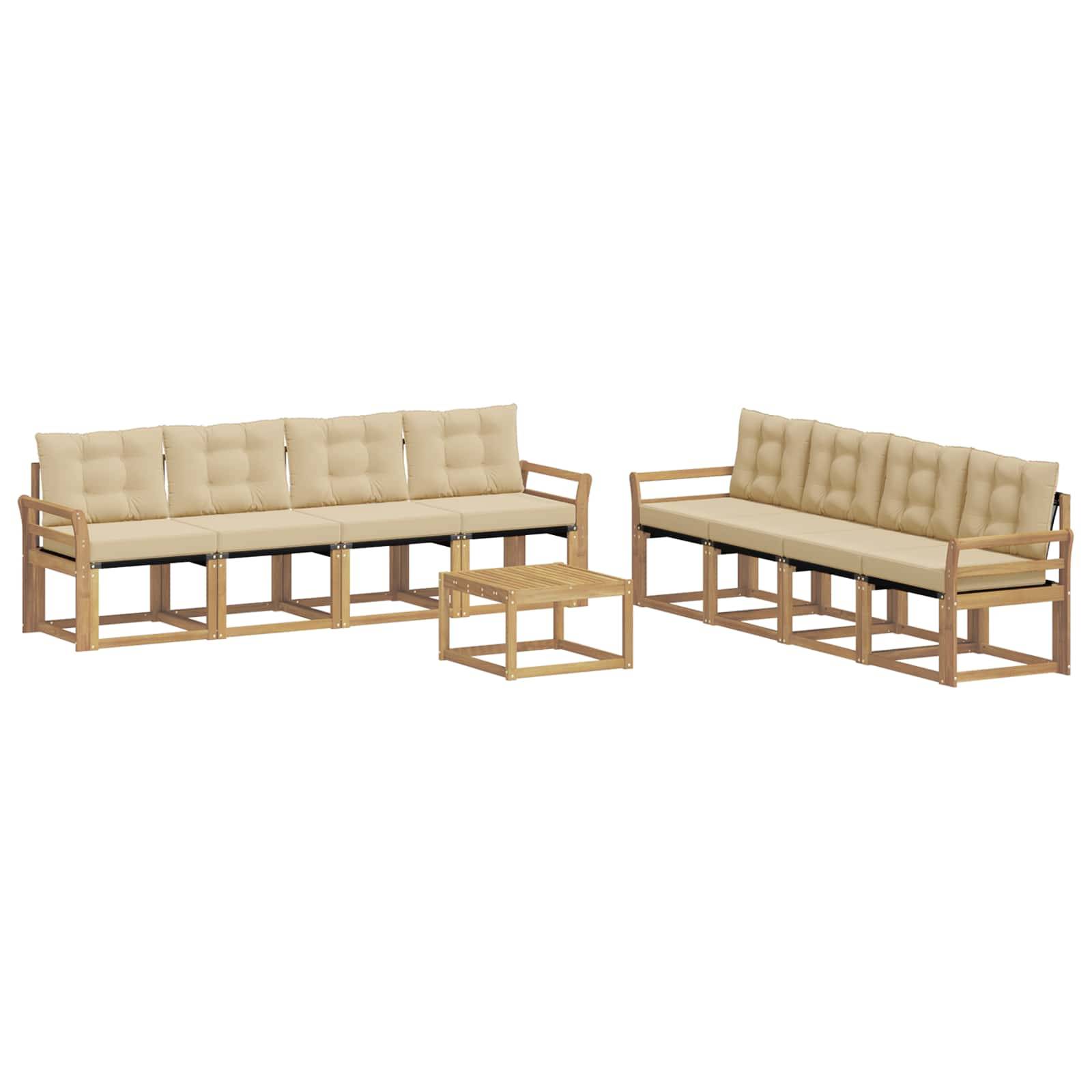 vidaXL Outdoor-Sofagarnitur mit Kissen 9 pcs Weiß und Beige