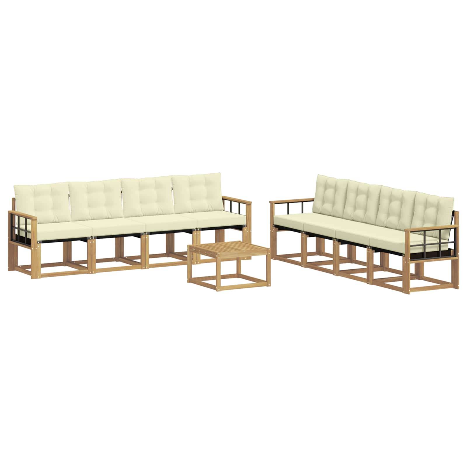 vidaXL Outdoor-Sofagarnitur mit Kissen 9 pcs Weiß und Creme