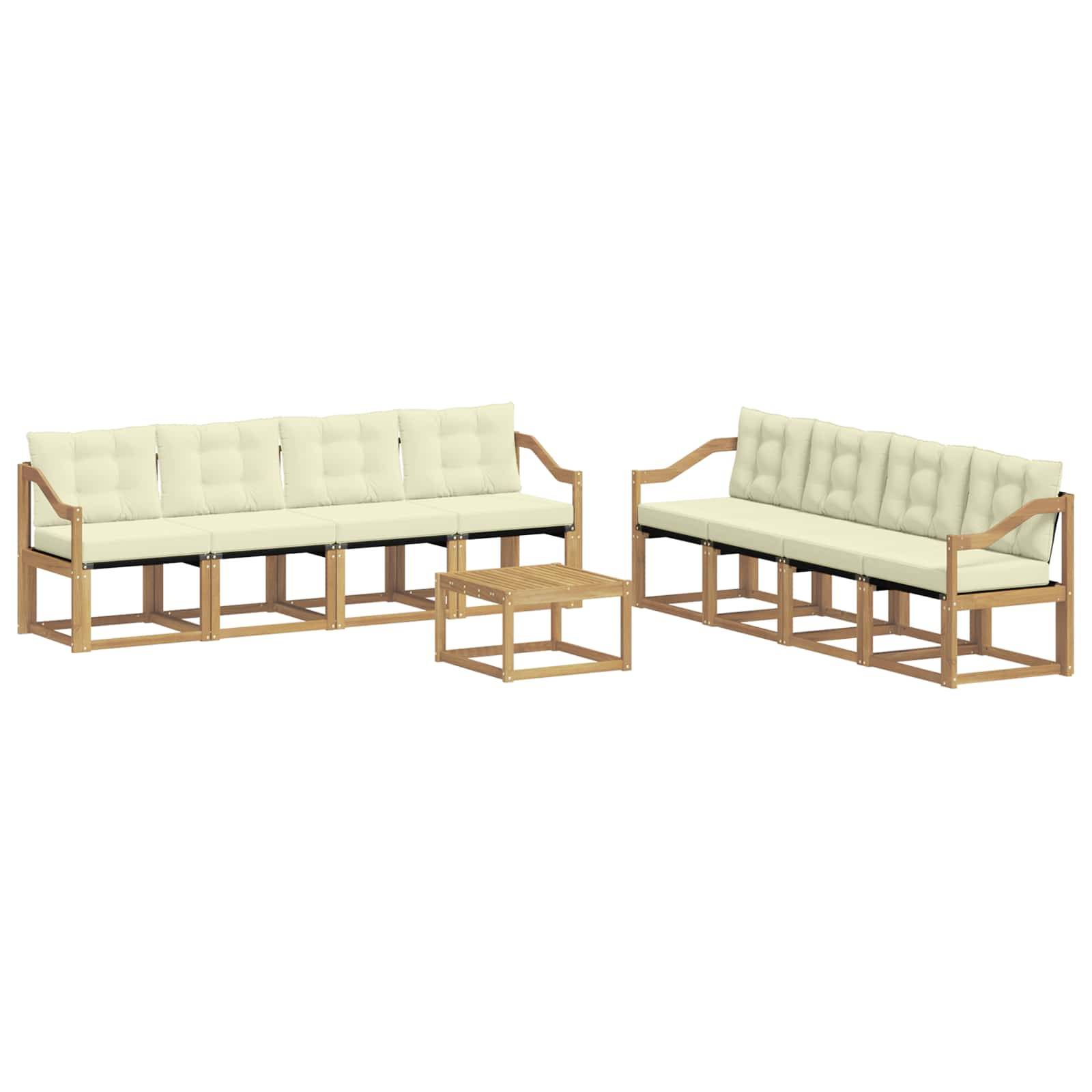 vidaXL Outdoor-Sofagarnitur mit Kissen 9 pcs Weiß und Creme