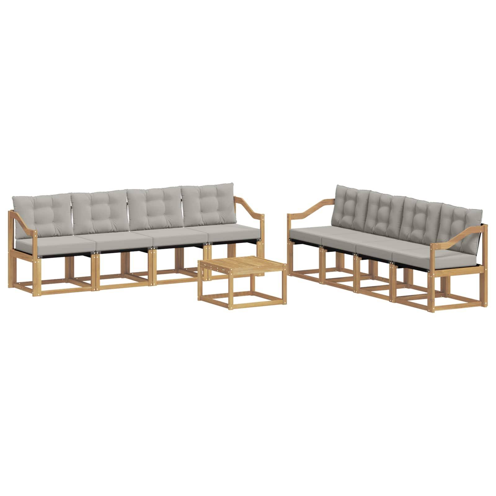 vidaXL Outdoor-Sofagarnitur mit Kissen 9 pcs Weiß und Hellgrau