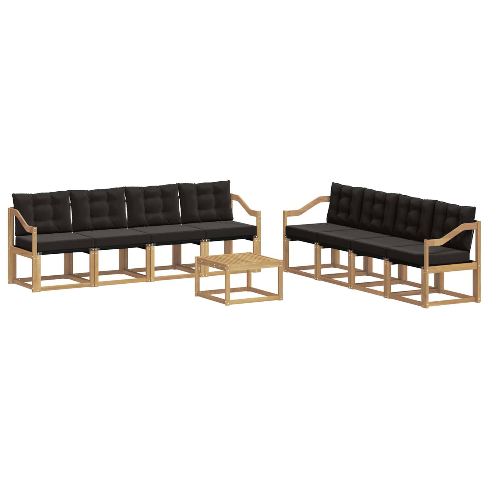 vidaXL Outdoor-Sofagarnitur mit Kissen 9 pcs Weiß und Schwarz