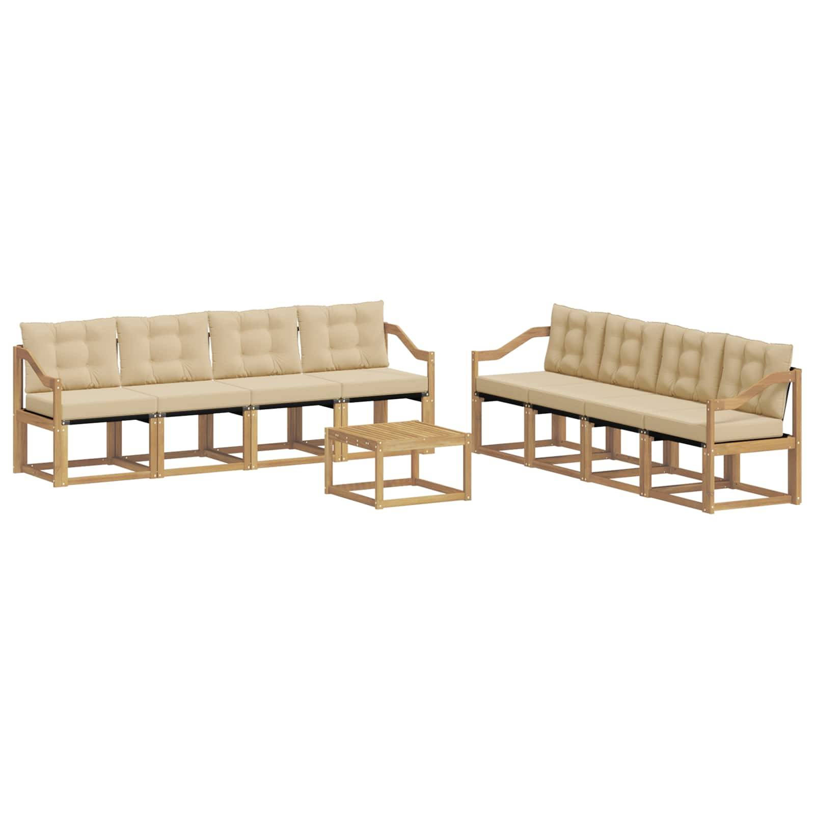 vidaXL Outdoor-Sofagarnitur mit Kissen 9 pcs Weiß und Beige