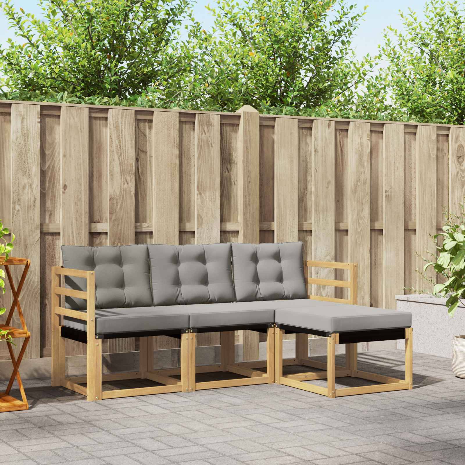 vidaXL Outdoor-Sofagarnitur mit Kissen 4 pcs Weiß und Hellgrau
