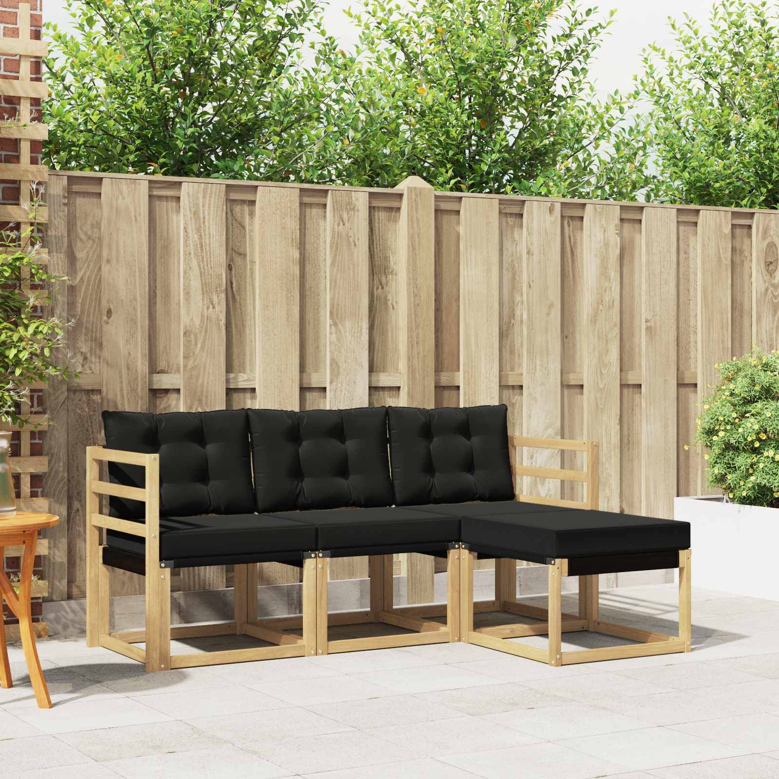 vidaXL Outdoor-Sofagarnitur mit Kissen 4 pcs Weiß und Schwarz