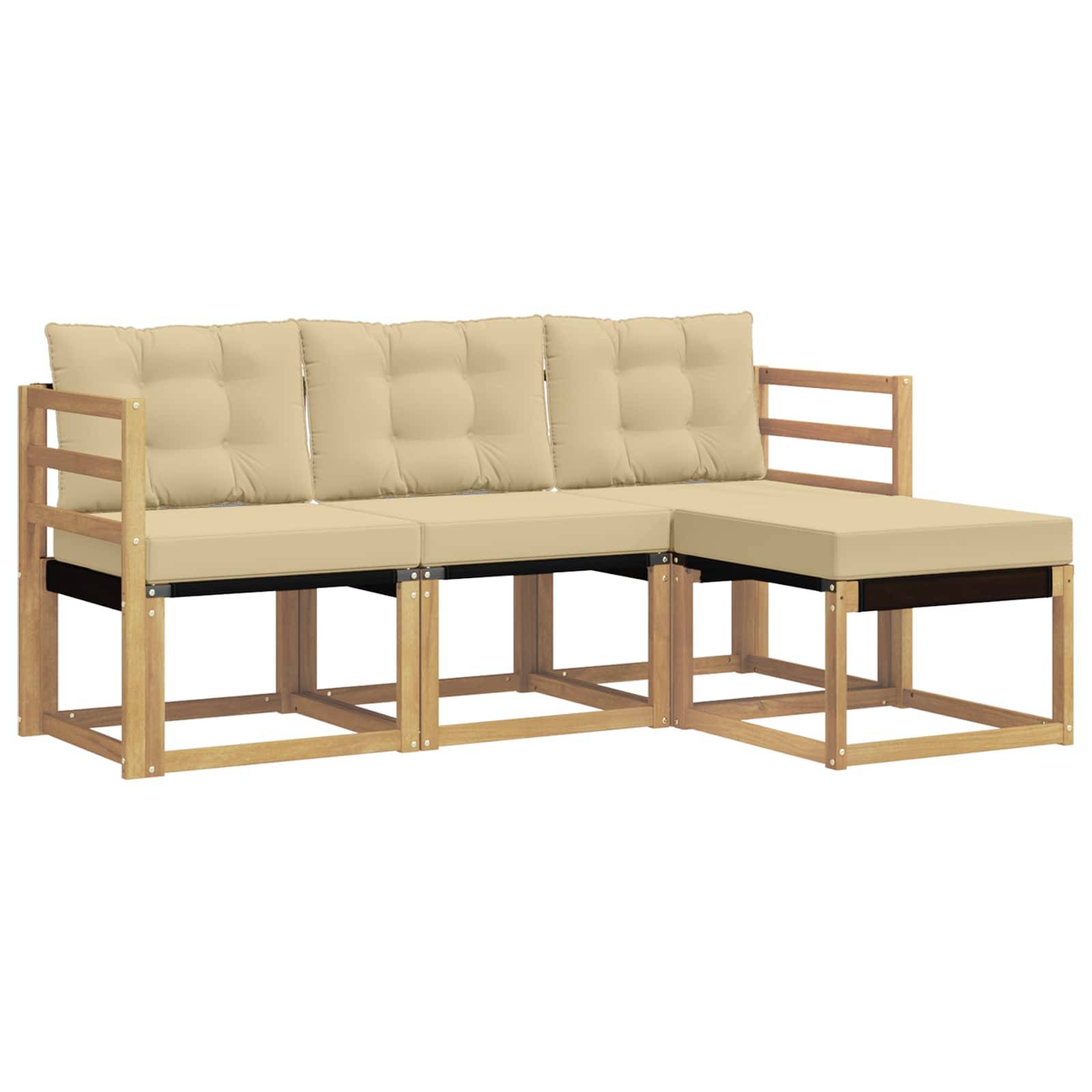 vidaXL Outdoor-Sofagarnitur mit Kissen 4 pcs Weiß und Beige