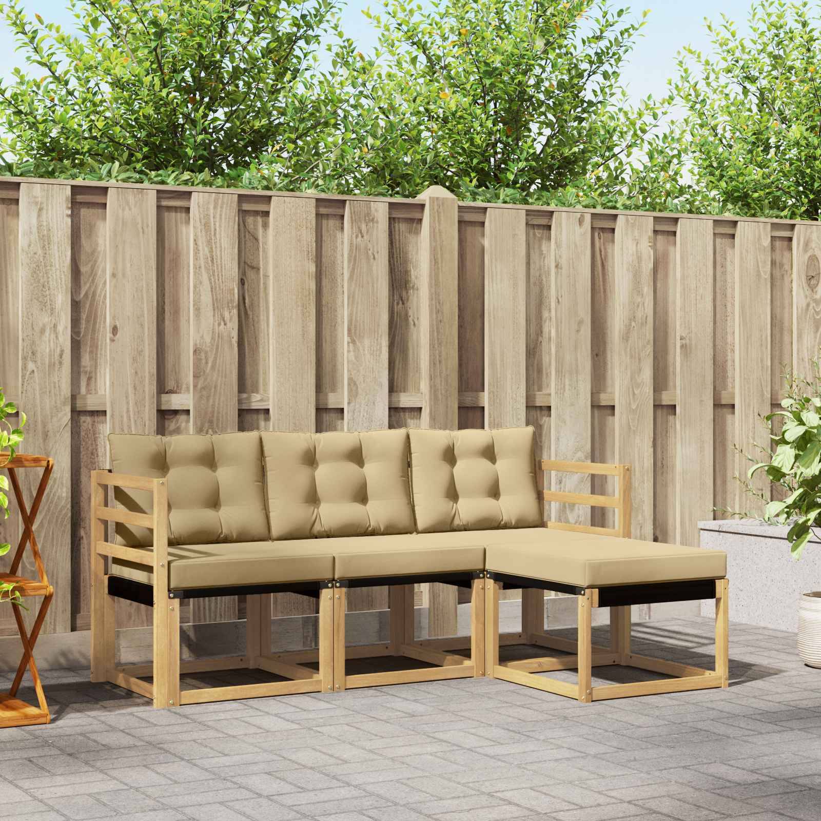 vidaXL Outdoor-Sofagarnitur mit Kissen 4 pcs Weiß und Beige