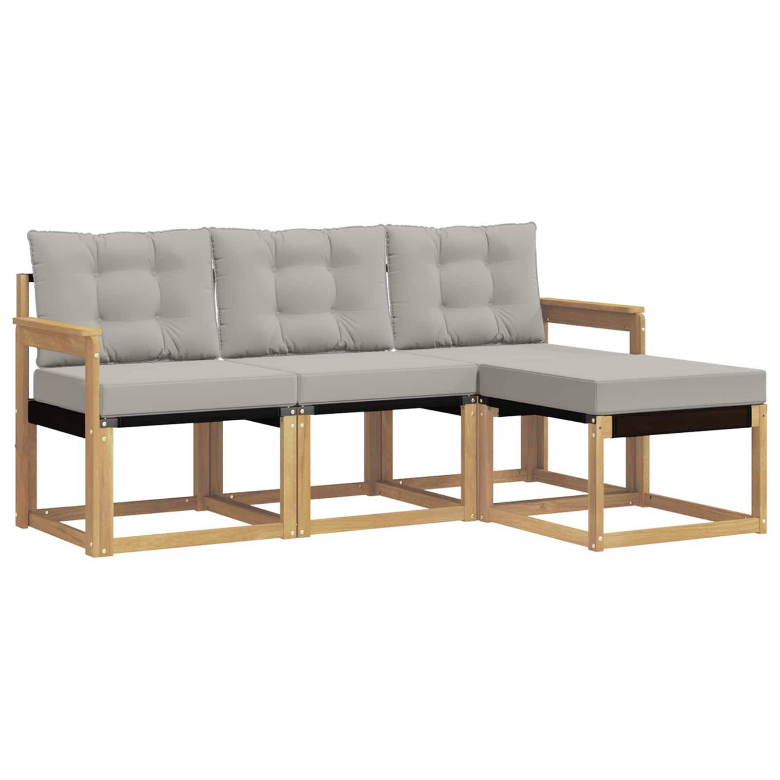 vidaXL Outdoor-Sofagarnitur mit Kissen 4 pcs Weiß und Hellgrau