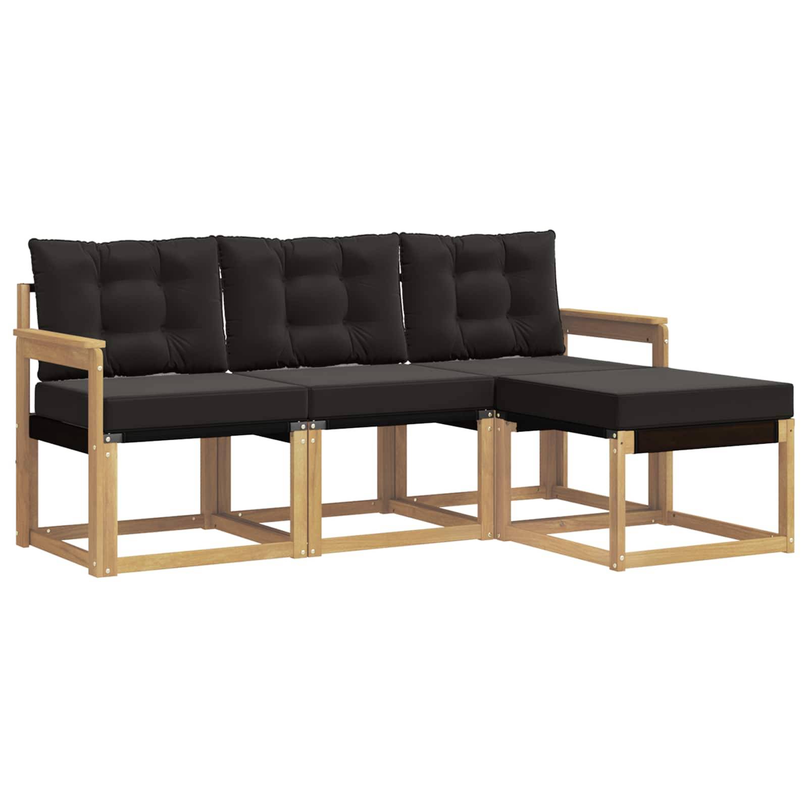 vidaXL Outdoor-Sofagarnitur mit Kissen 4 pcs Weiß und Schwarz
