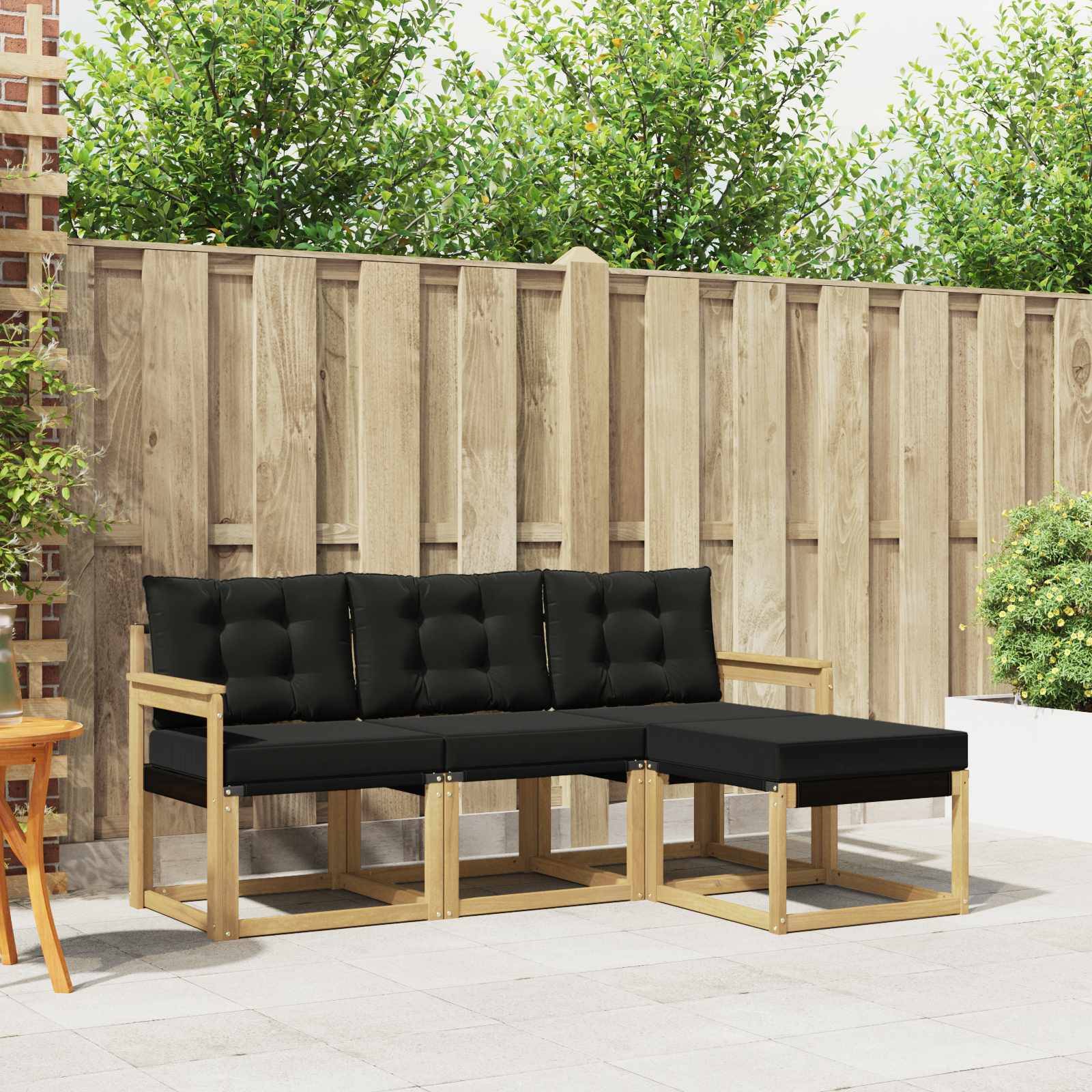 vidaXL Outdoor-Sofagarnitur mit Kissen 4 pcs Weiß und Schwarz