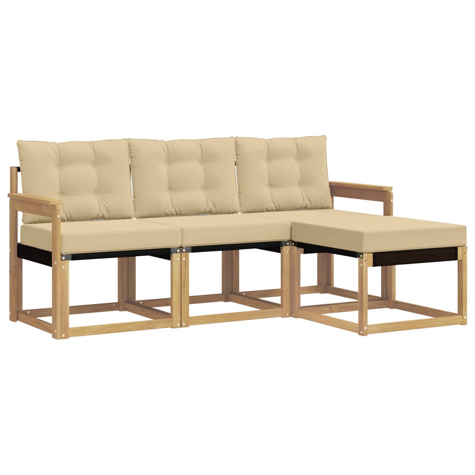 vidaXL Outdoor-Sofagarnitur mit Kissen 4 pcs Weiß und Beige