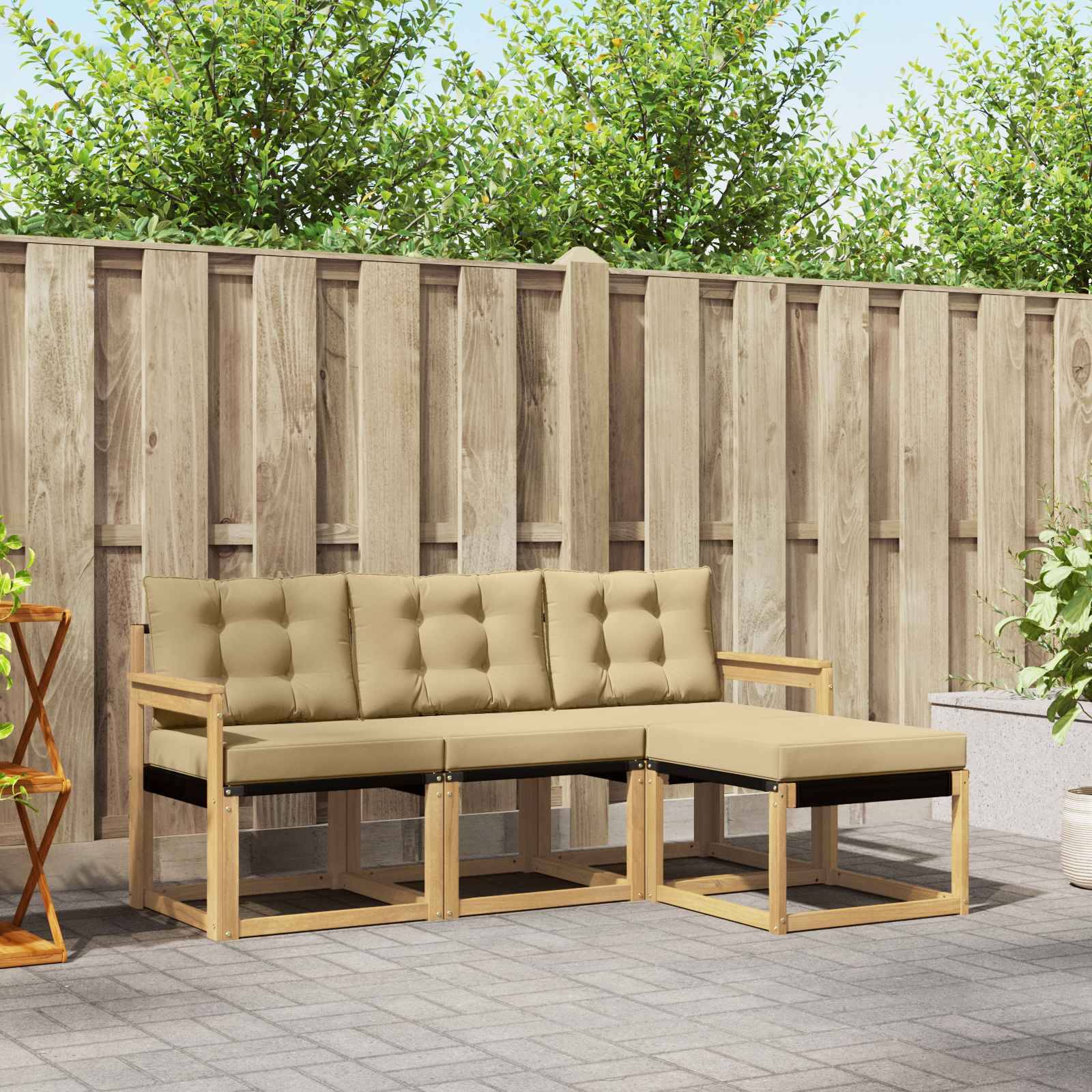 vidaXL Outdoor-Sofagarnitur mit Kissen 4 pcs Weiß und Beige