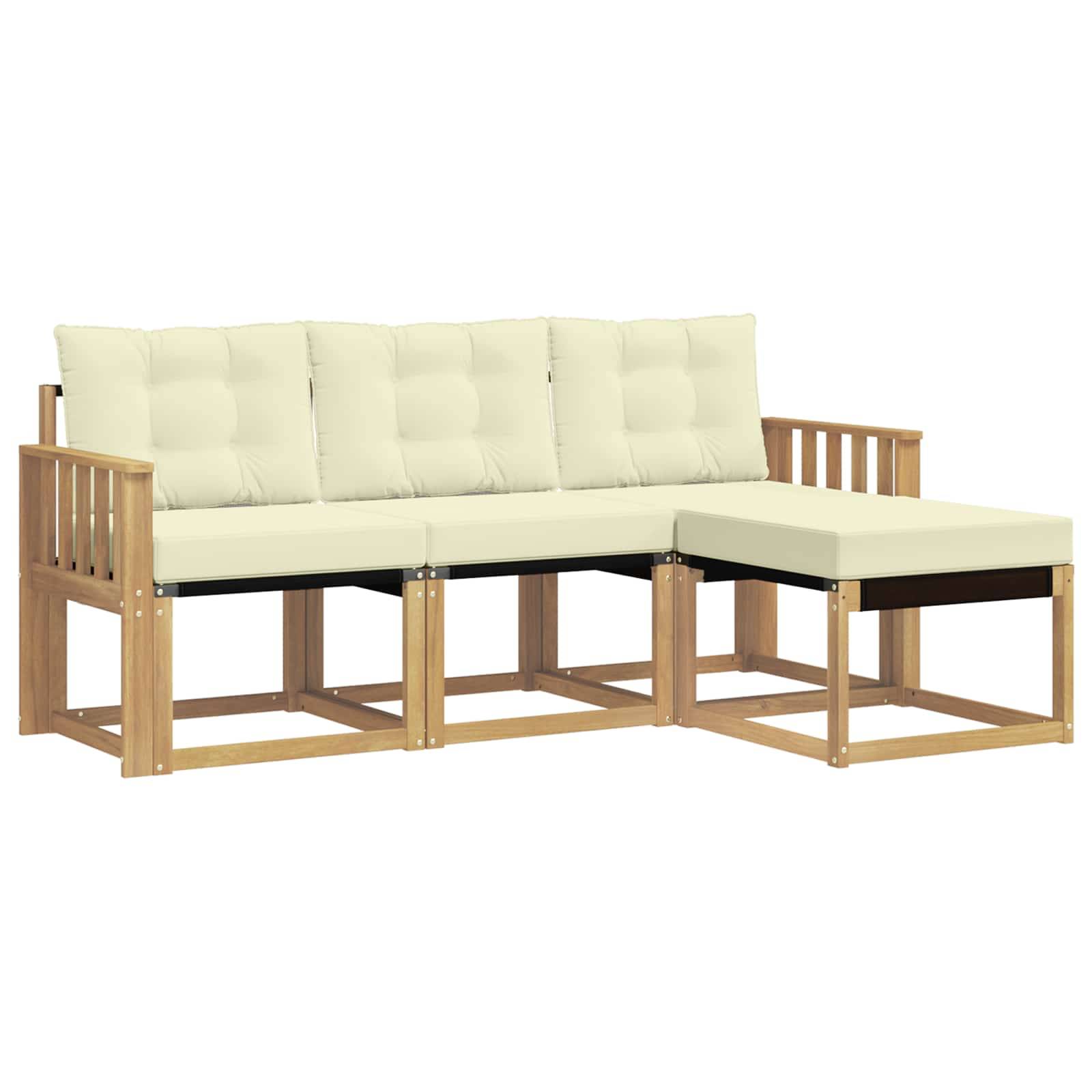 vidaXL Outdoor-Sofagarnitur mit Kissen 4 pcs Weiß und Creme