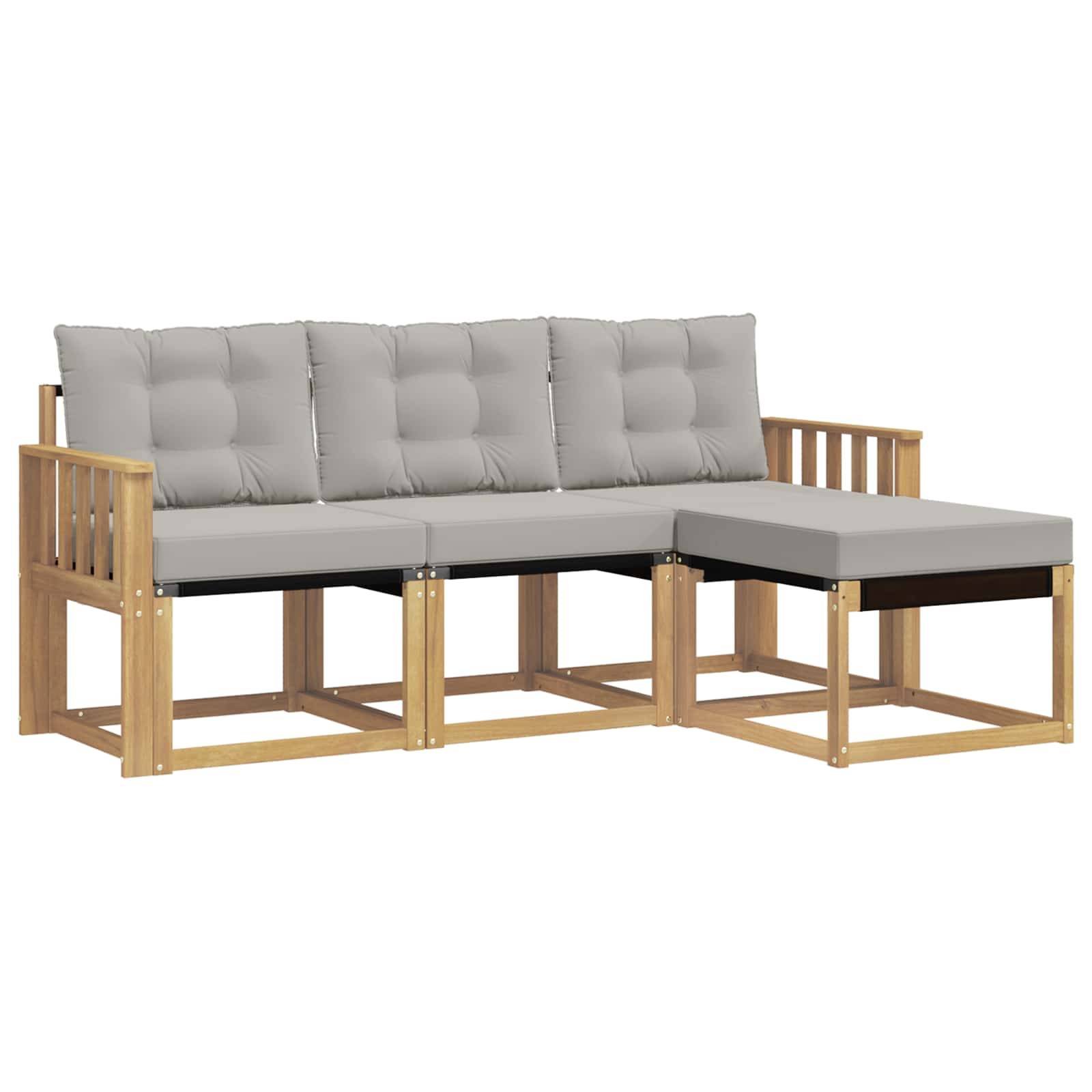 vidaXL Outdoor-Sofagarnitur mit Kissen 4 pcs Weiß und Hellgrau